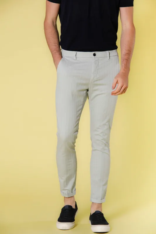 Osaka Style men's chino pants in stretch cotton with resca 3D pattern carrot fit sold by Mason's