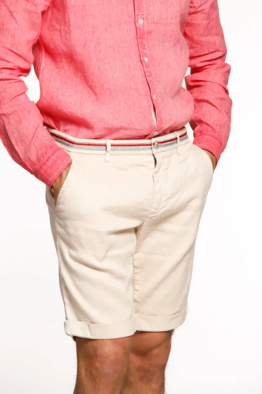 Torino Oxford man chino bermuda in linen and cotton regular sold by Mason's