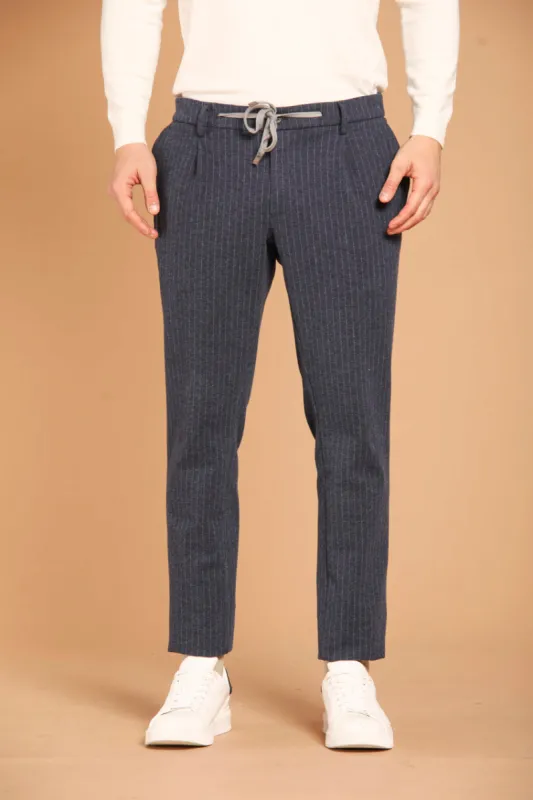 New York 1 Pinces City String men's chino jogger pants in jersey pinstripe regular fit sold by Mason's