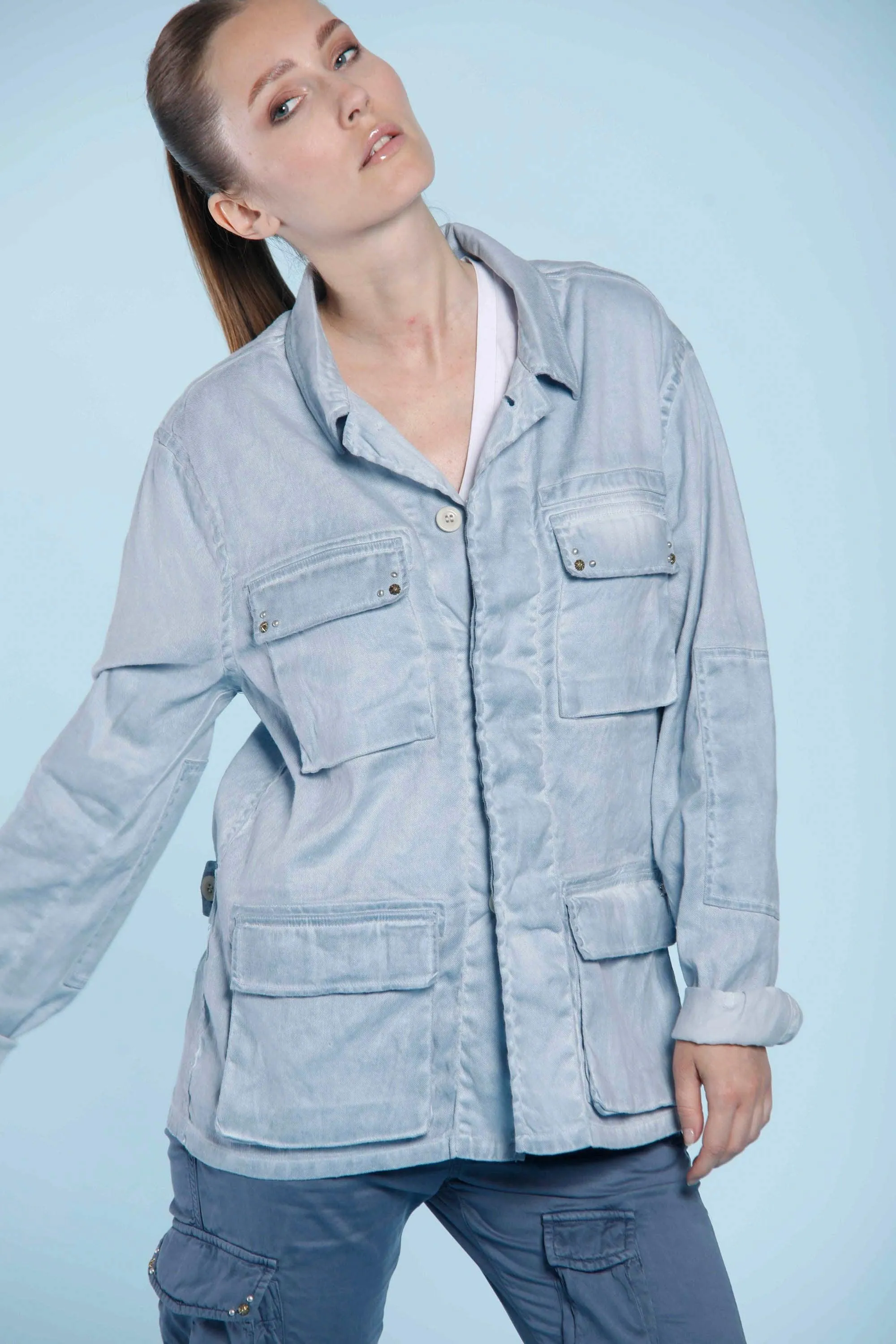 Flyshirt woman overshirt in linen and cotton Icon Washes sold by Mason's