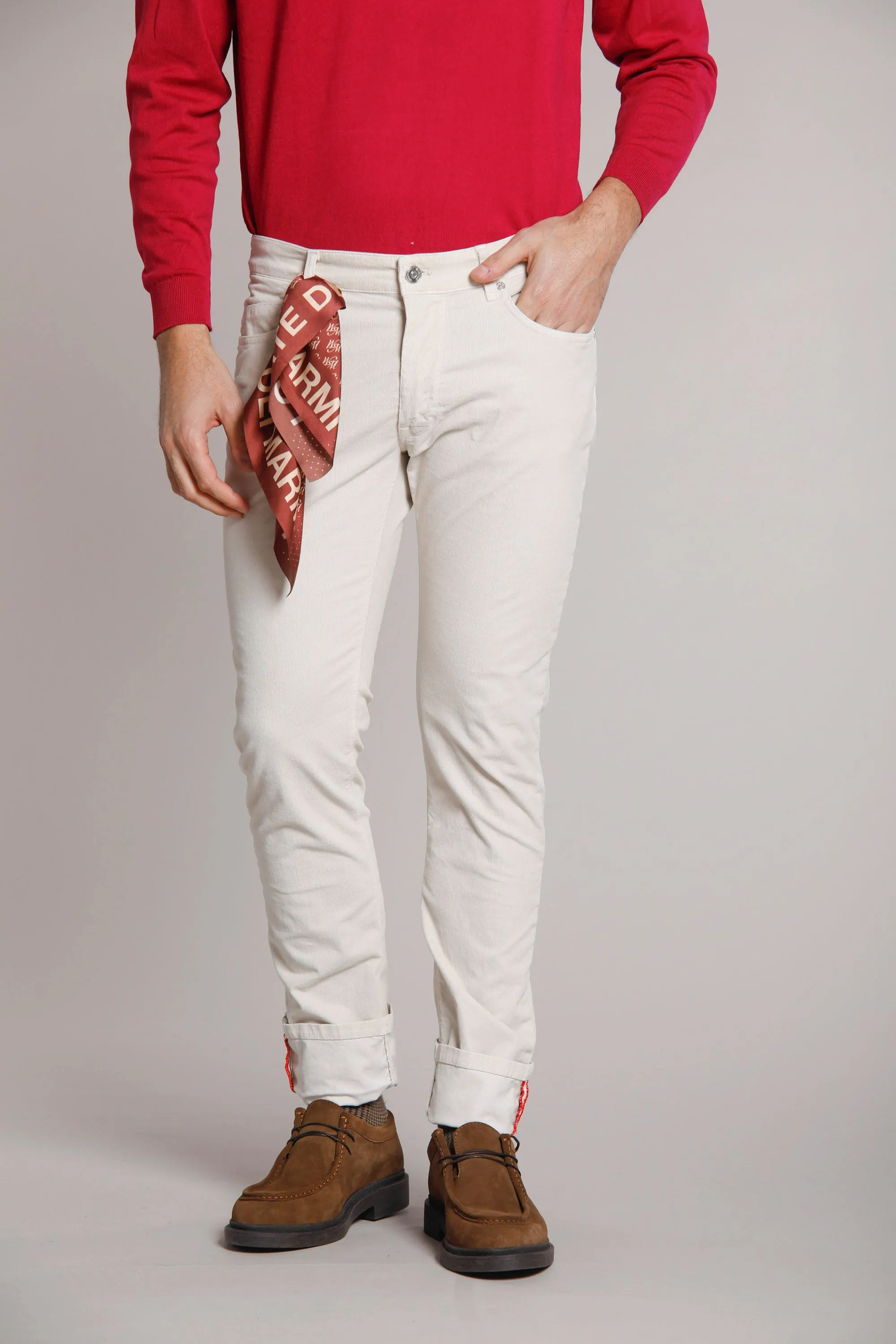 Harris 5 Pockets man pant in 1000 striped velvet slim sold by Mason's