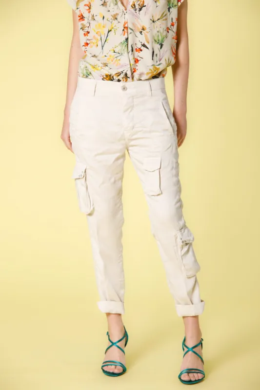 Asia Snake women's cargo pants in tencel with studs relaxed sold by Mason's