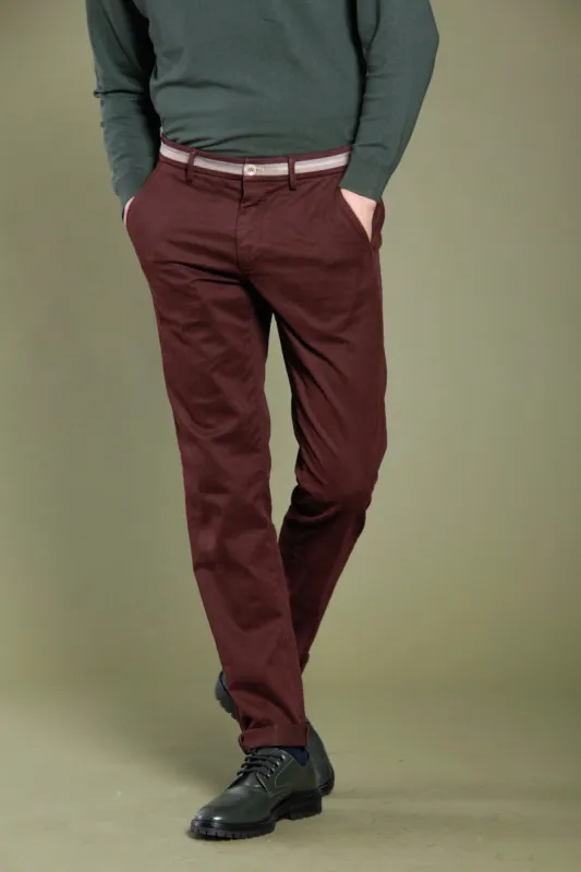 Torino Elegance man chino pants in modal cotton with ribbon slim sold by Mason's