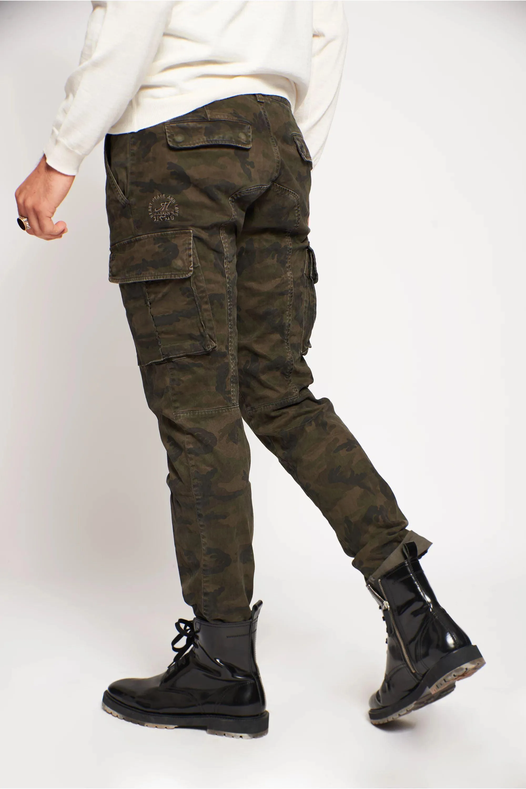 Chile man cargo pant in satin camouflage pattern extra slim ① sold by Mason's product image thumbnail 3