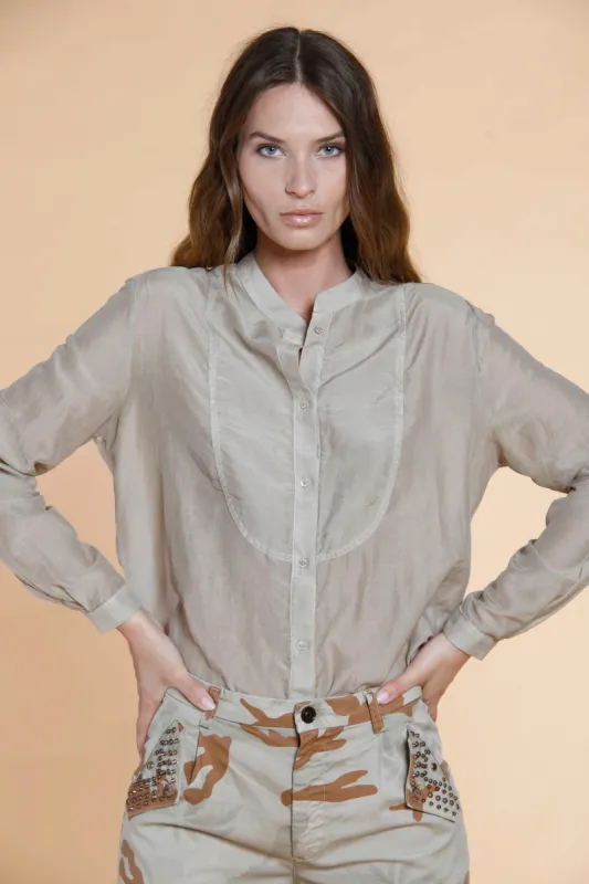Ashley shirt woman shirt in cotton and silk with stitching detail sold by Mason's