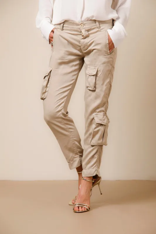 Asia Snake woman cargo pants in tencel with studs relaxed sold by Mason's