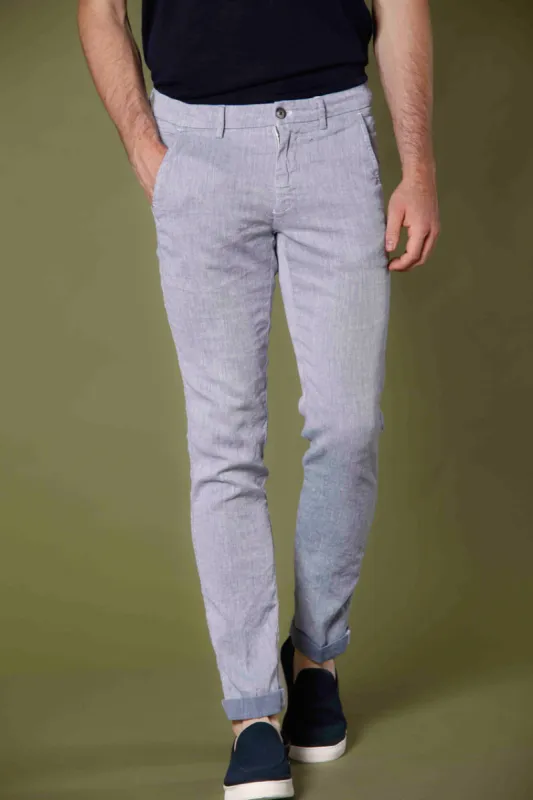 Torino Style men's chino pants in cotton twill and linen slim sold by Mason's