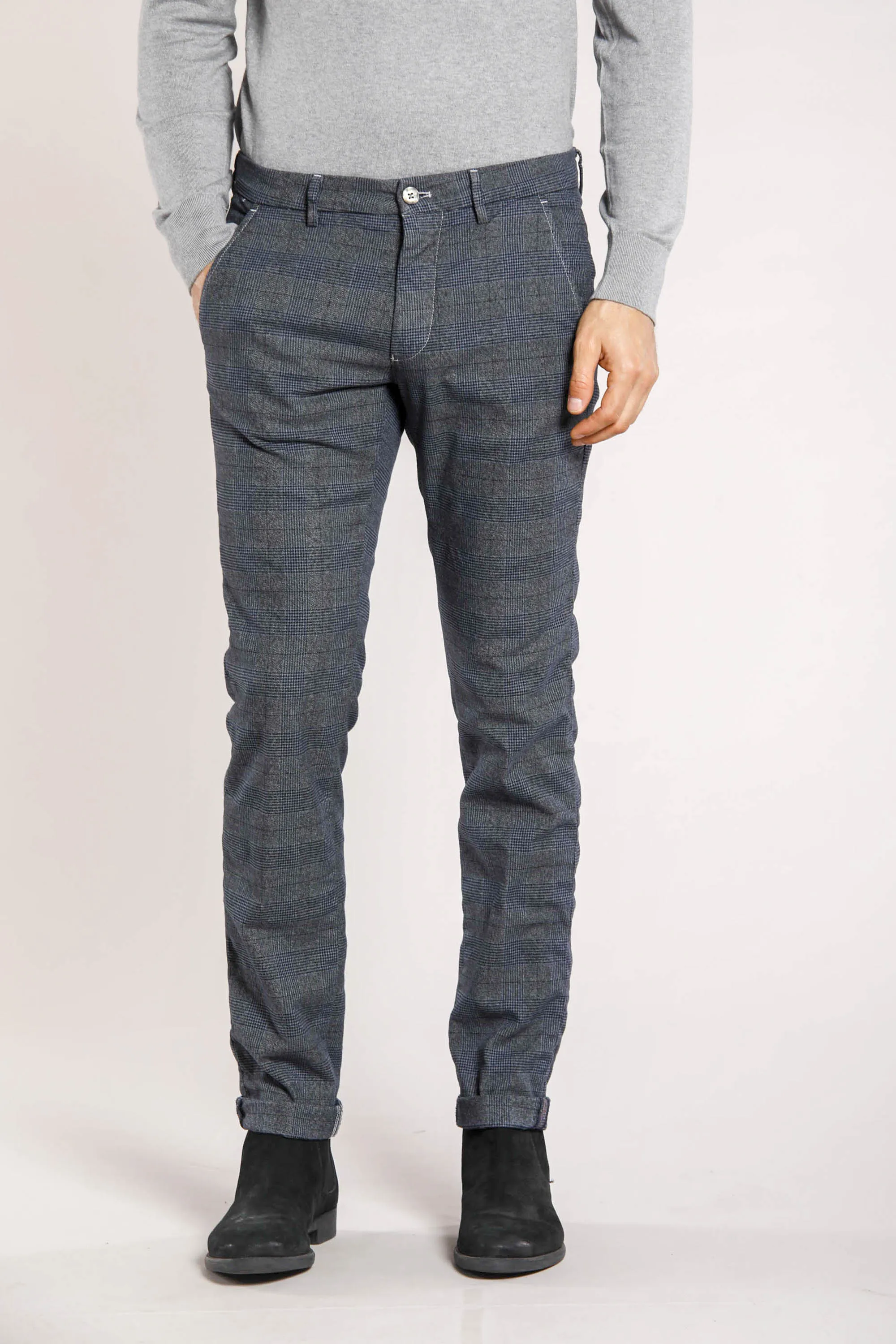 Torino Style man chino pants with mouliné shaded welt pattern slim sold by Mason's