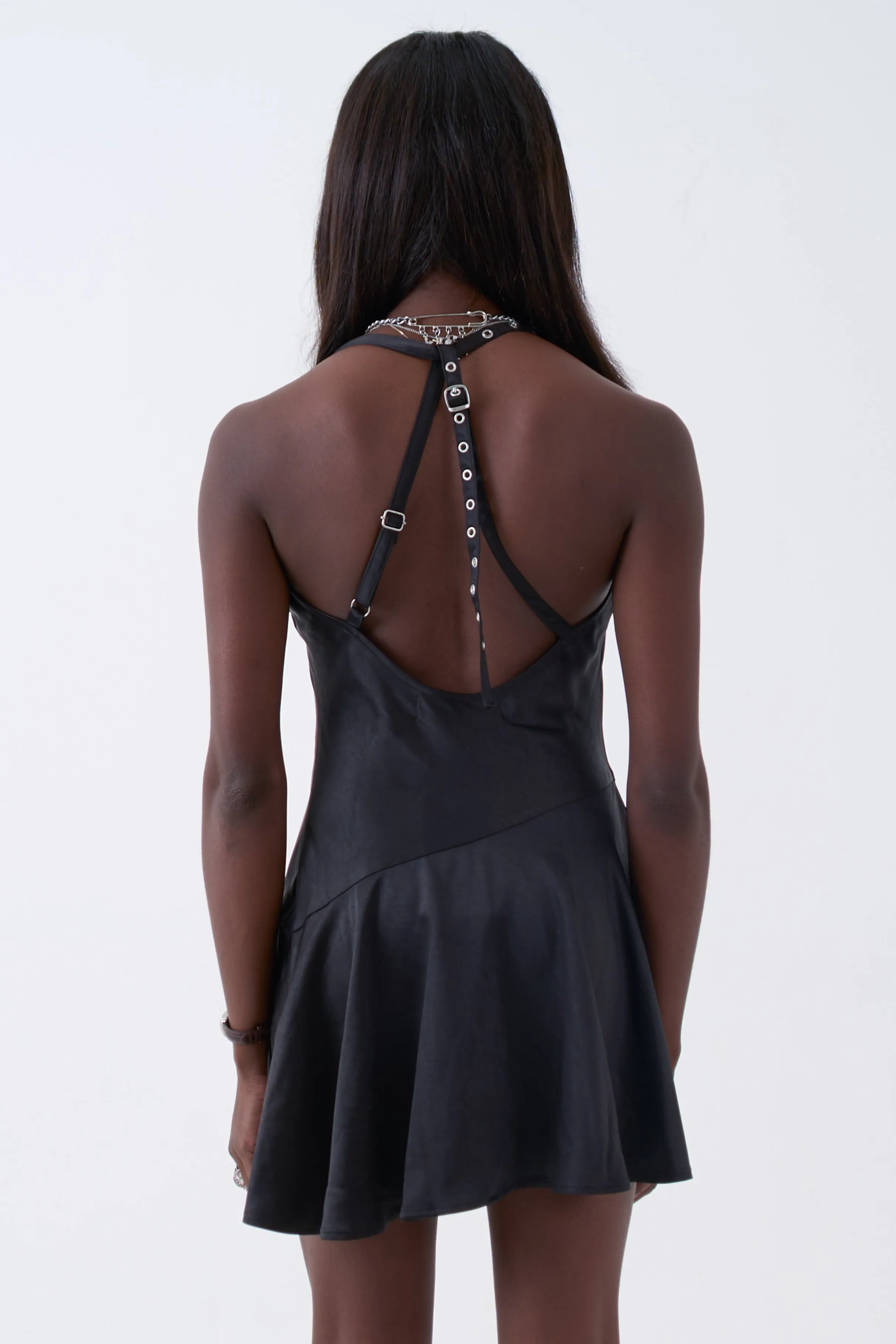 Onyx Satin Chain Mini Dress sold by The Ragged Priest product image thumbnail 3