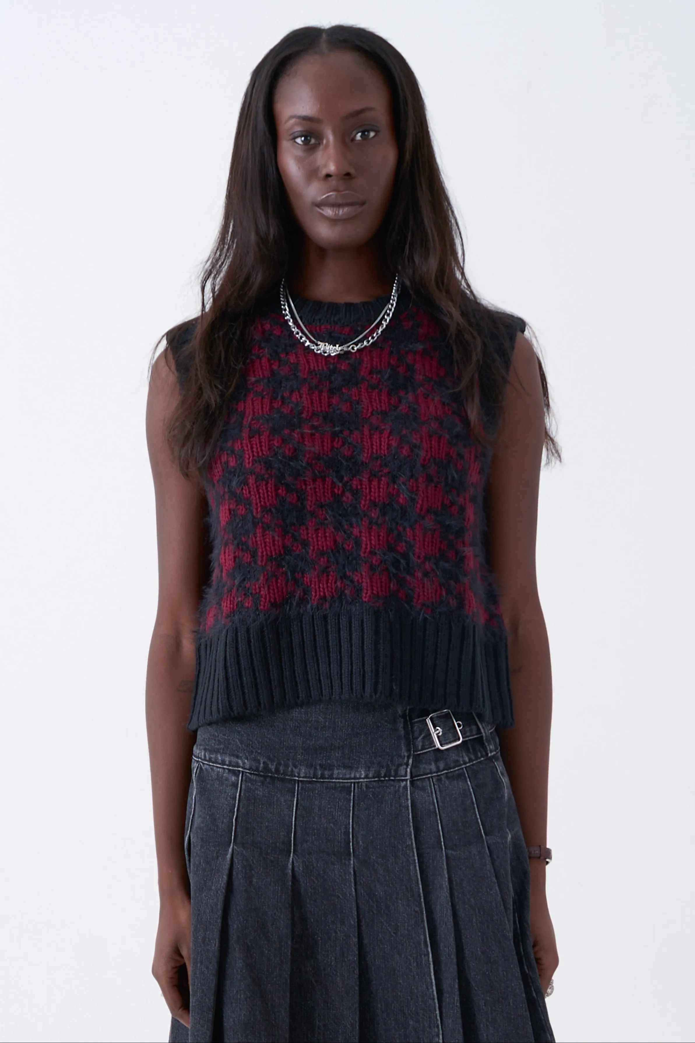 Jasper Grunge Houndstooth Knit Vest sold by The Ragged Priest