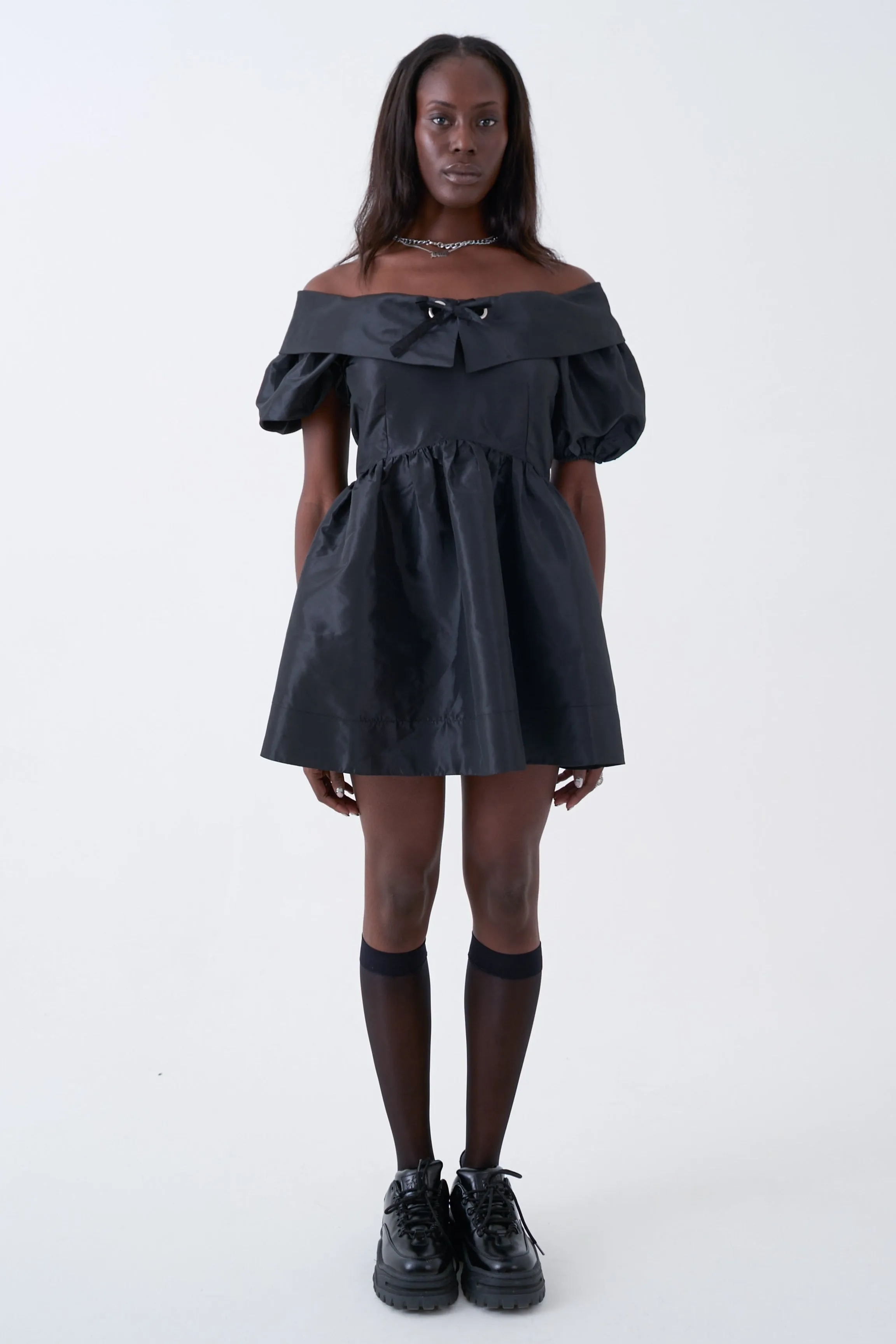 Chamber Black Puff Sleeve Mini Dress sold by The Ragged Priest