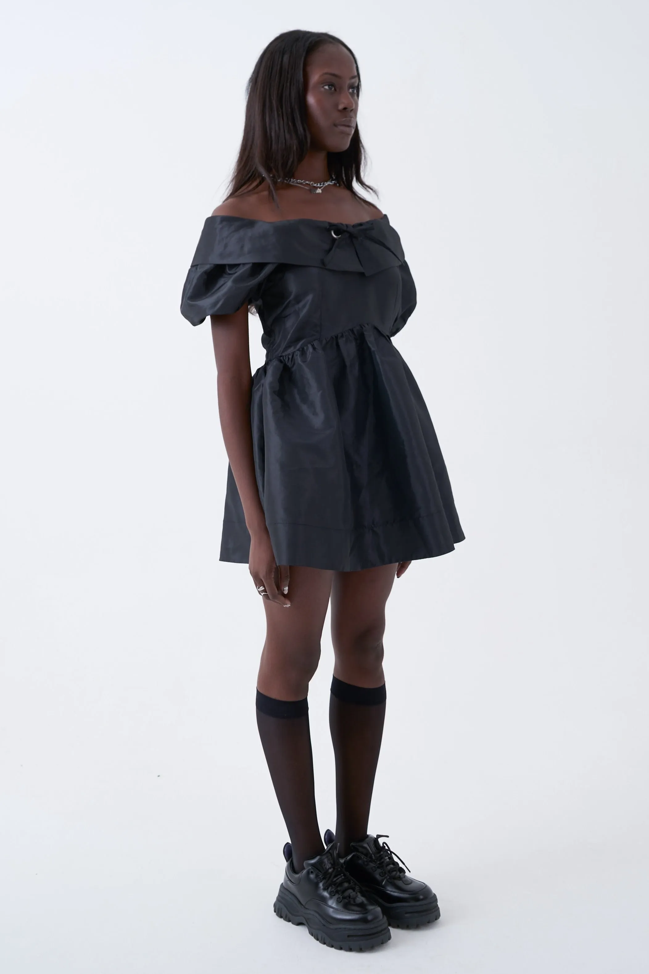 Chamber Black Puff Sleeve Mini Dress sold by The Ragged Priest product image thumbnail 2