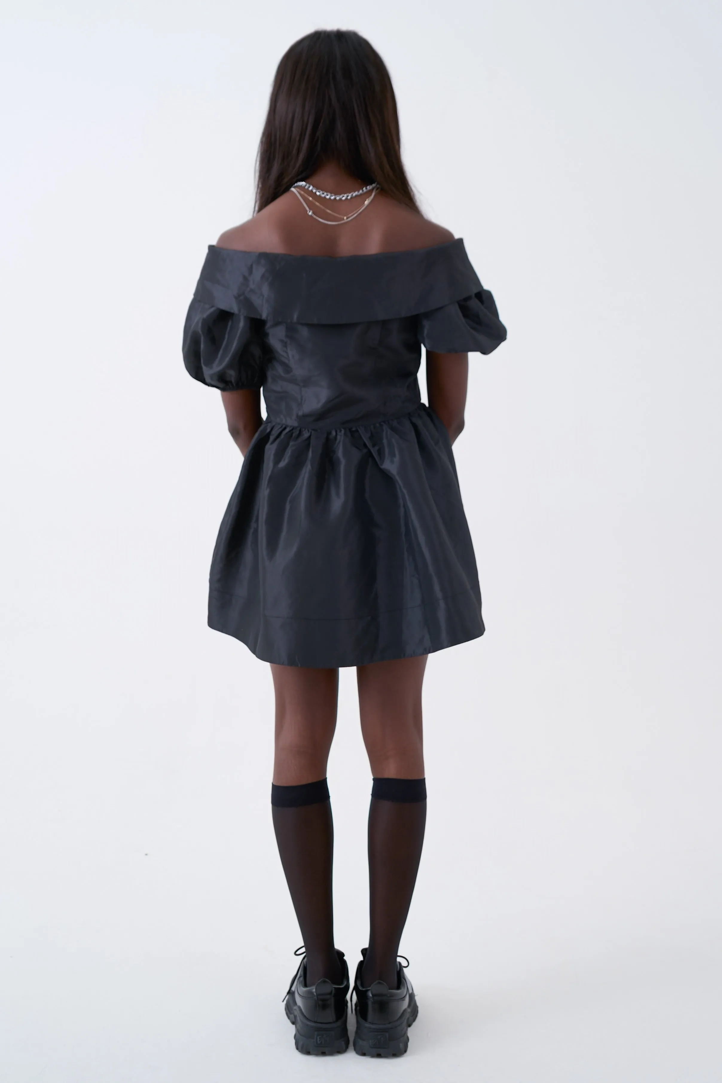 Chamber Black Puff Sleeve Mini Dress sold by The Ragged Priest product image thumbnail 5