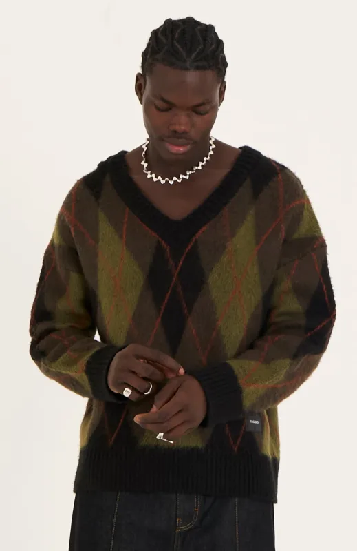 Diamond Argyle V-Neck Knit sold by The Ragged Priest