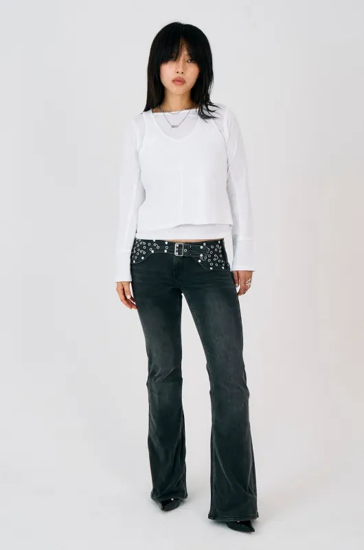 Charlotte Washed Black Bootcut Flare Jeans sold by The Ragged Priest