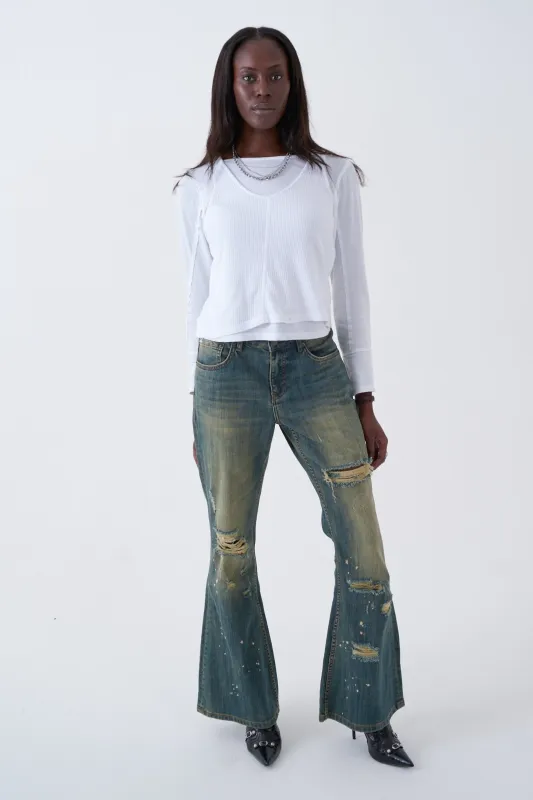 Alexa Distressed Bootcut Jeans sold by The Ragged Priest