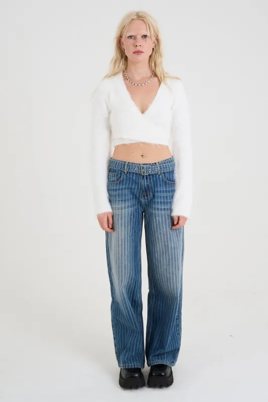 Mobster Dirty Wash Pinstripe Release Jeans sold by The Ragged Priest