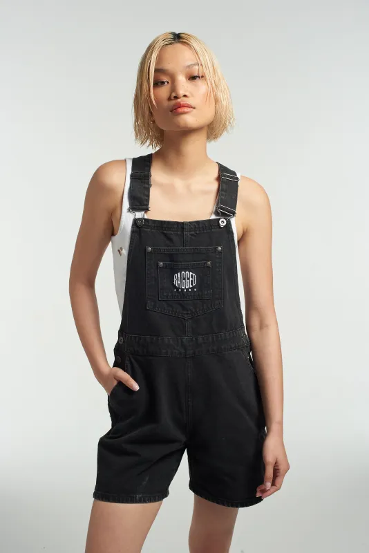 Ragged Black Dungaree Shorts sold by The Ragged Priest