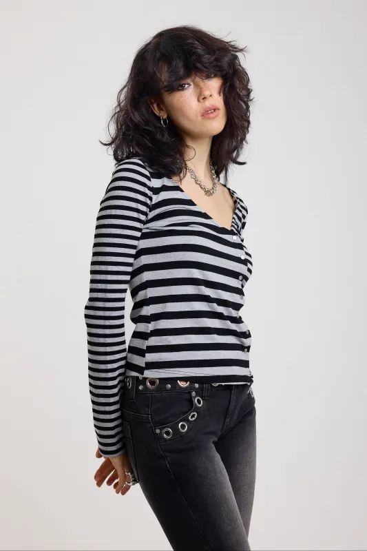 Tally Mixed Stripe Long Sleeve Top made by The Ragged Priest
