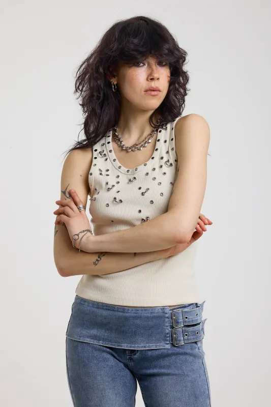 Scatter Piercing Eyelet Tank Top made by The Ragged Priest