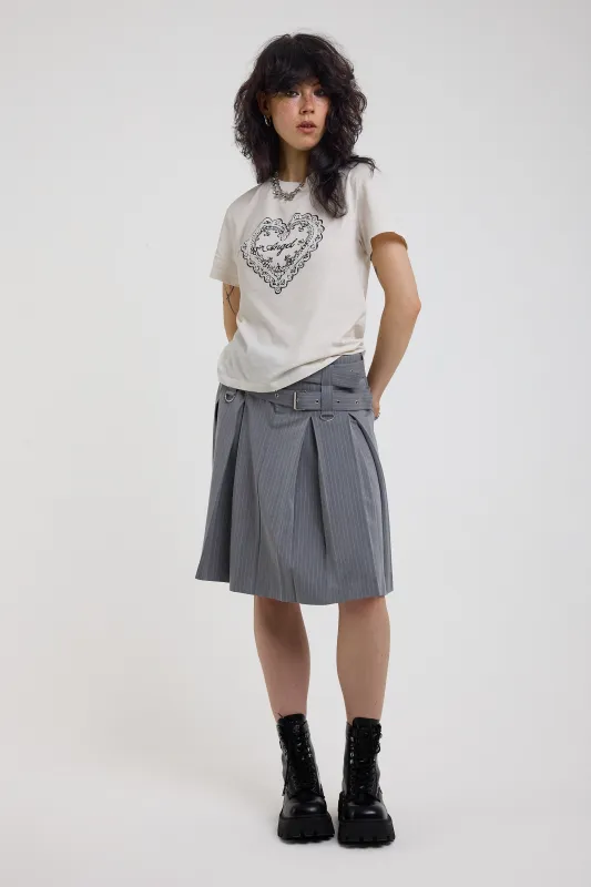Task Pinstripe Awkward Midi Skirt made by The Ragged Priest