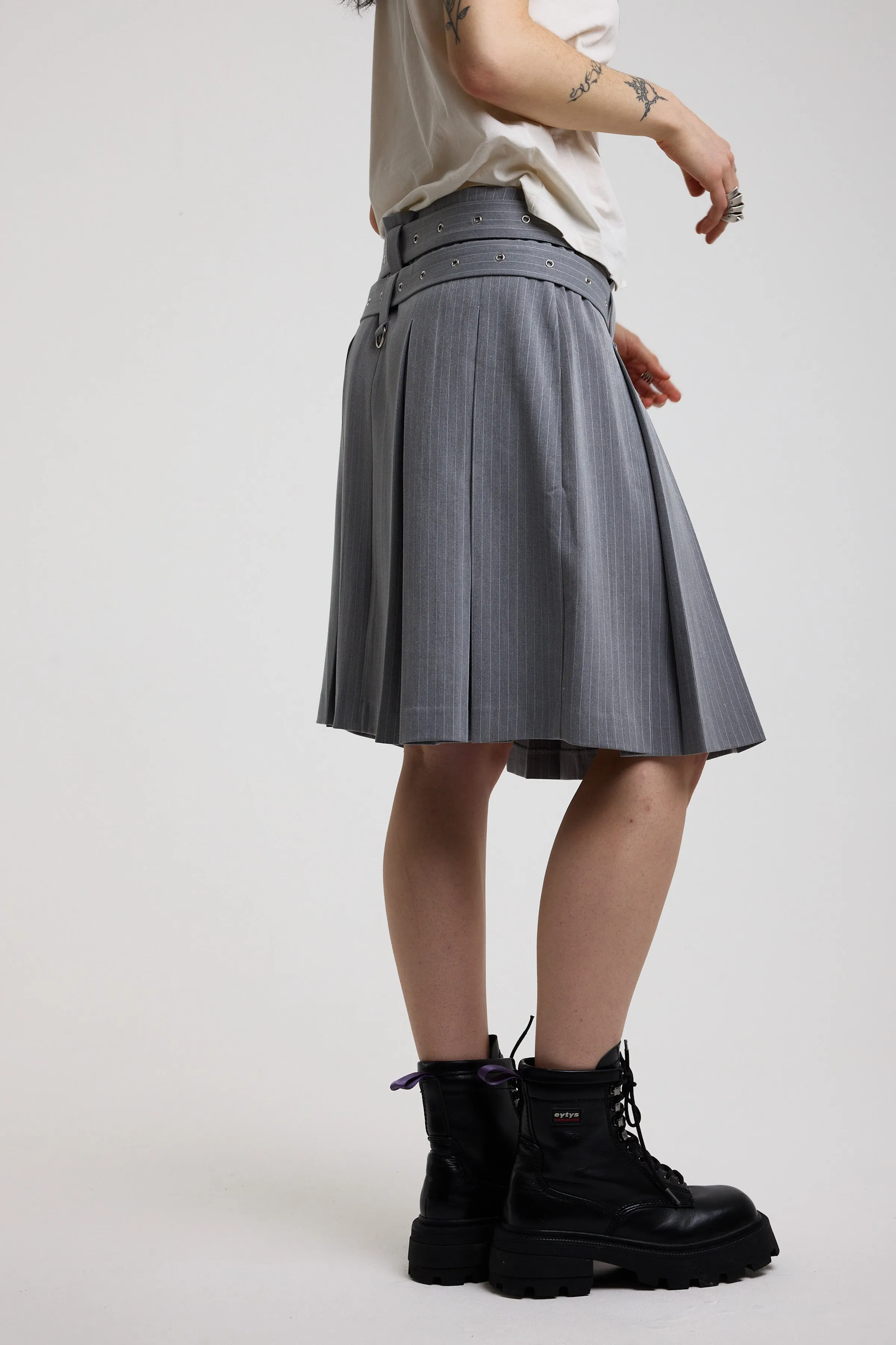 Task Pinstripe Awkward Midi Skirt sold by The Ragged Priest product image thumbnail 5