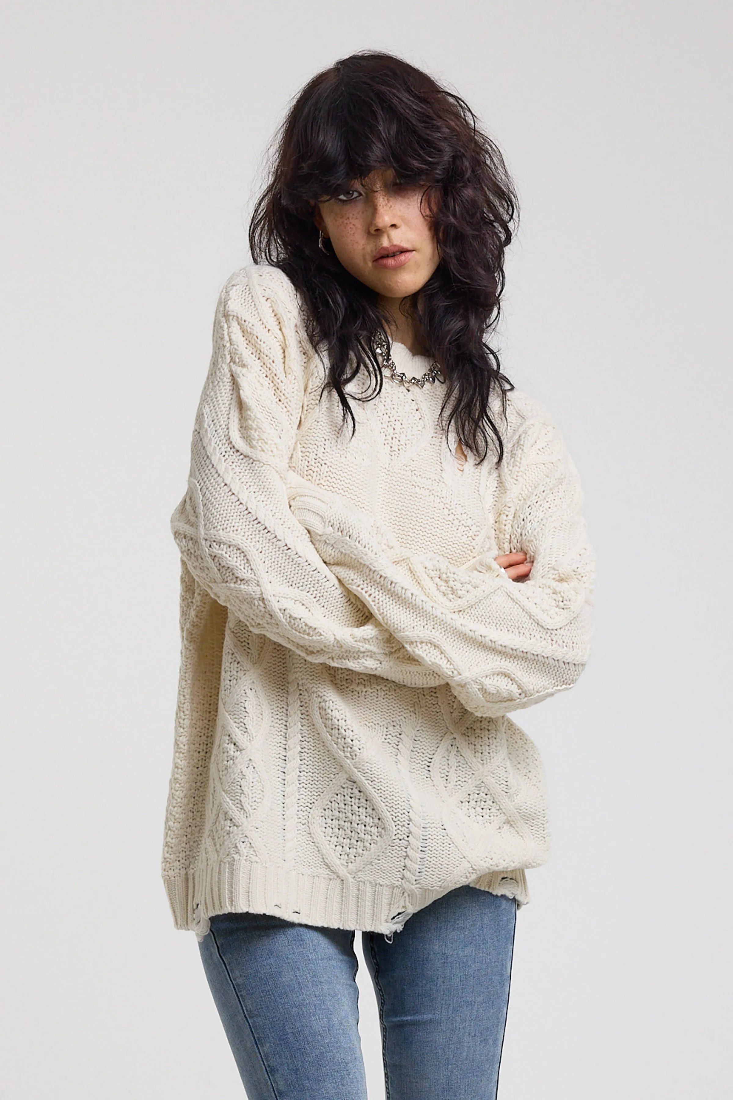 Skull Oversized Cable Knit Jumper sold by The Ragged Priest