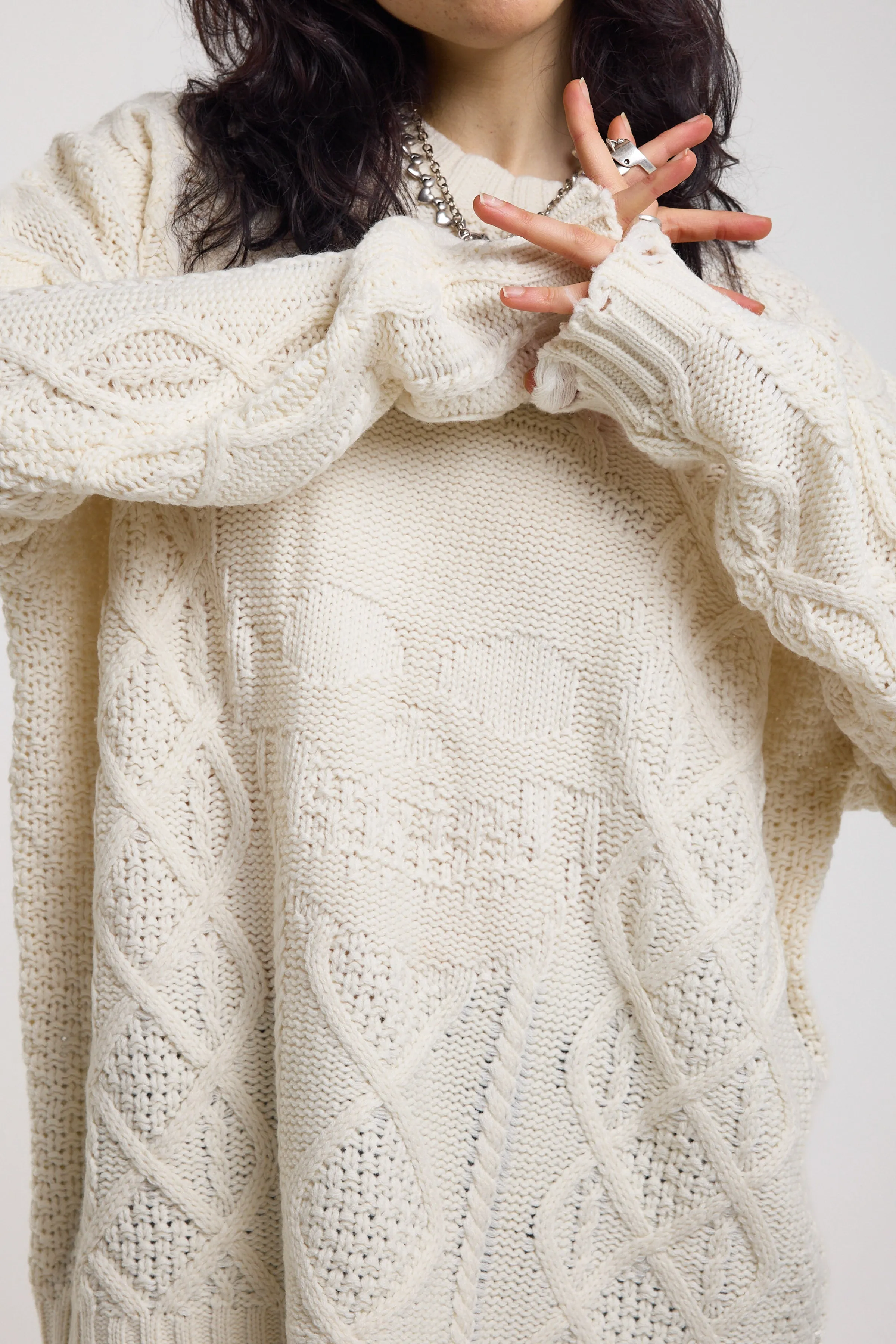 Skull Oversized Cable Knit Jumper sold by The Ragged Priest product image thumbnail 2