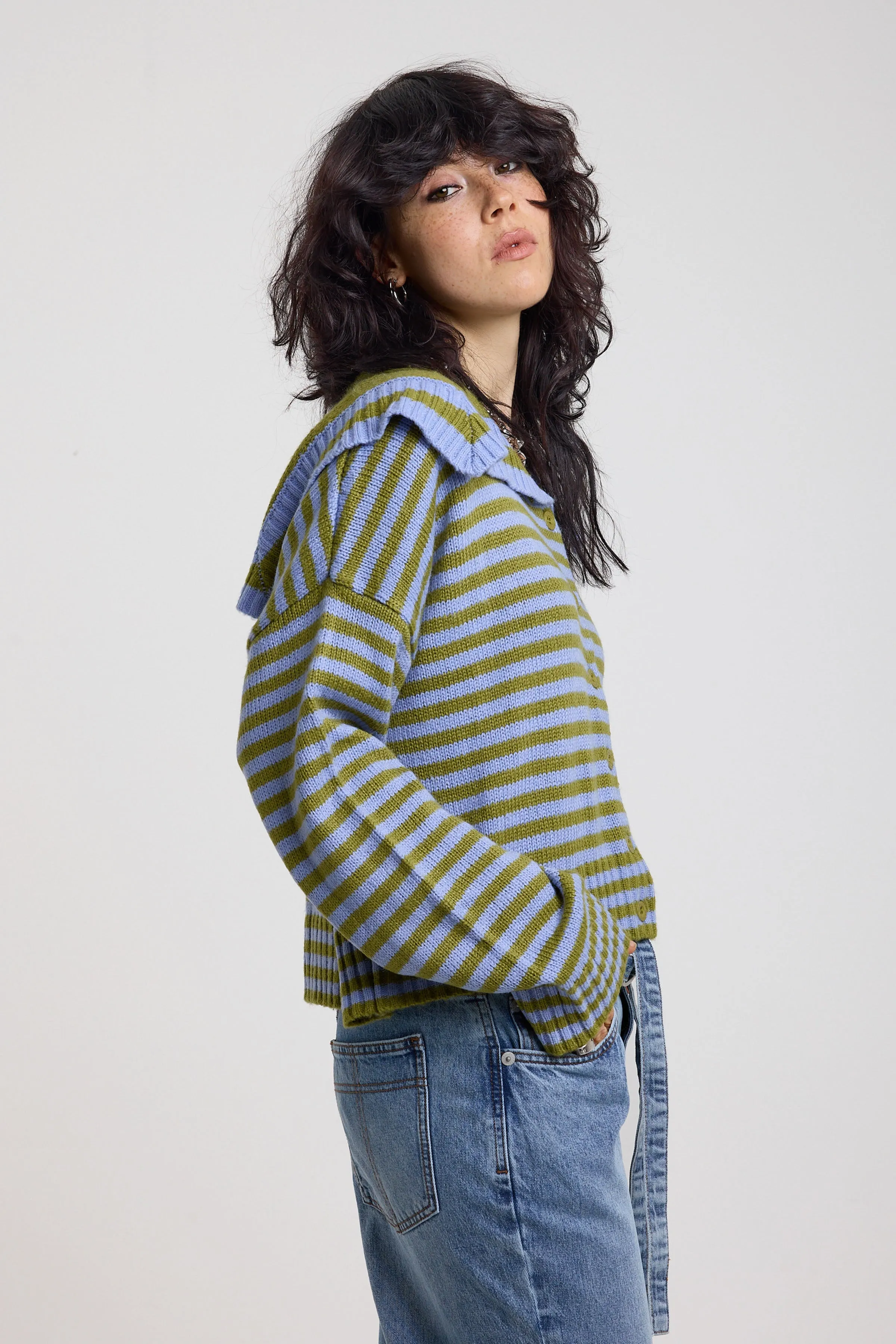 Darling Stripe Oversized Collar Cardigan sold by The Ragged Priest product image thumbnail 3