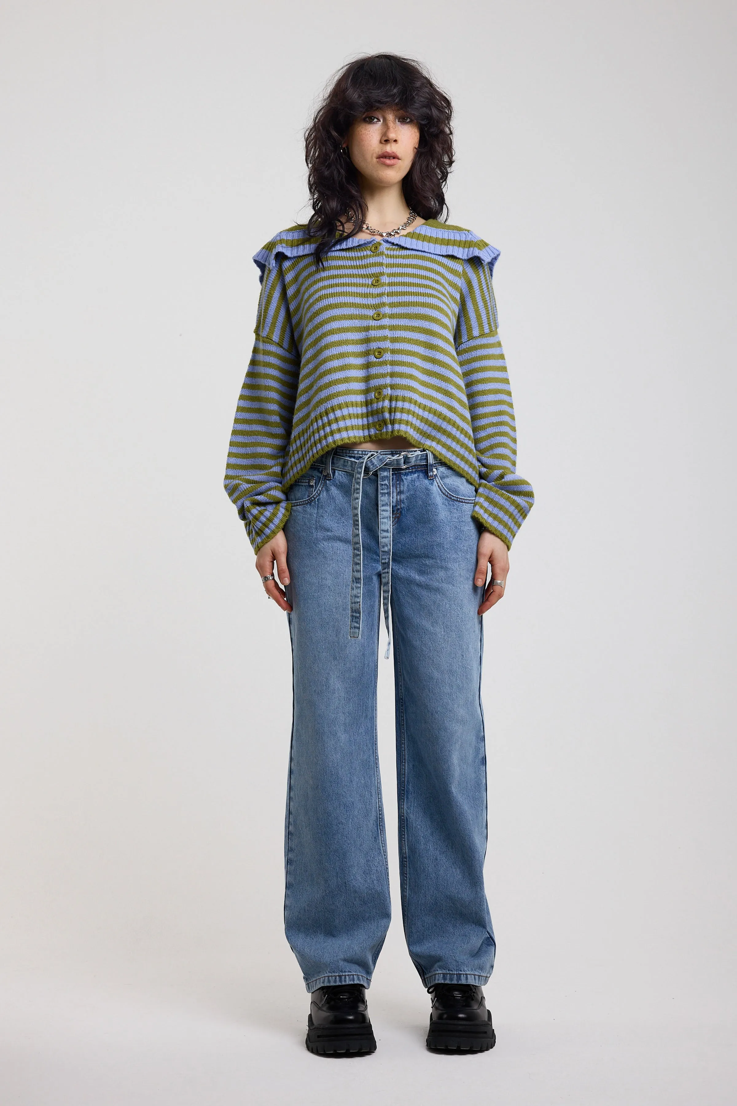 Darling Stripe Oversized Collar Cardigan sold by The Ragged Priest product image thumbnail 4