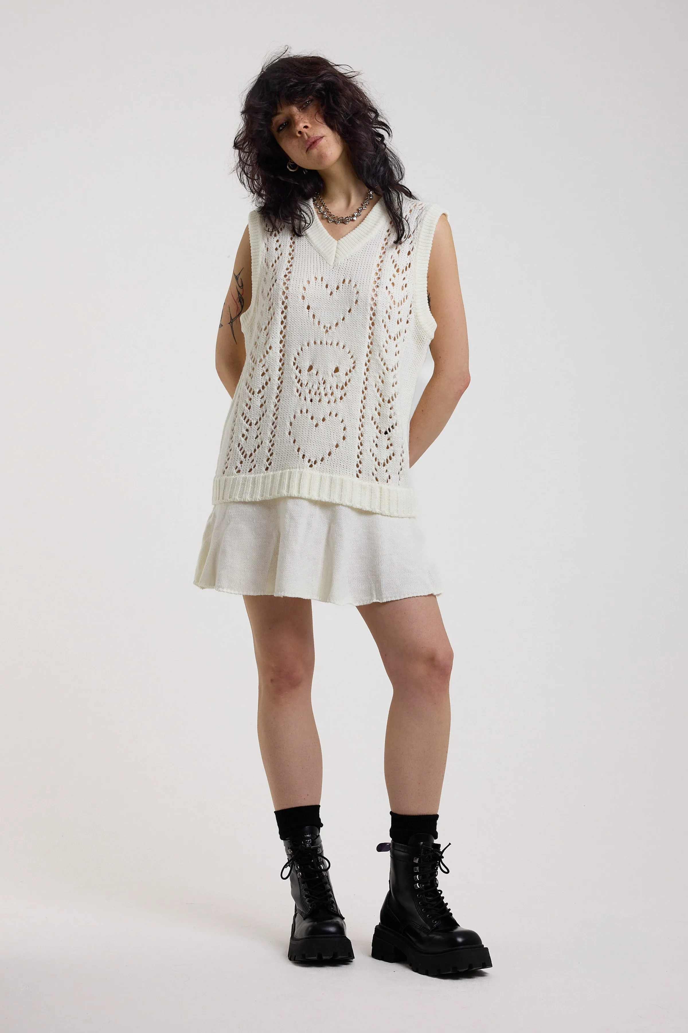 Tender Skull Pointelle Knit Mini Dress sold by The Ragged Priest product image thumbnail 5