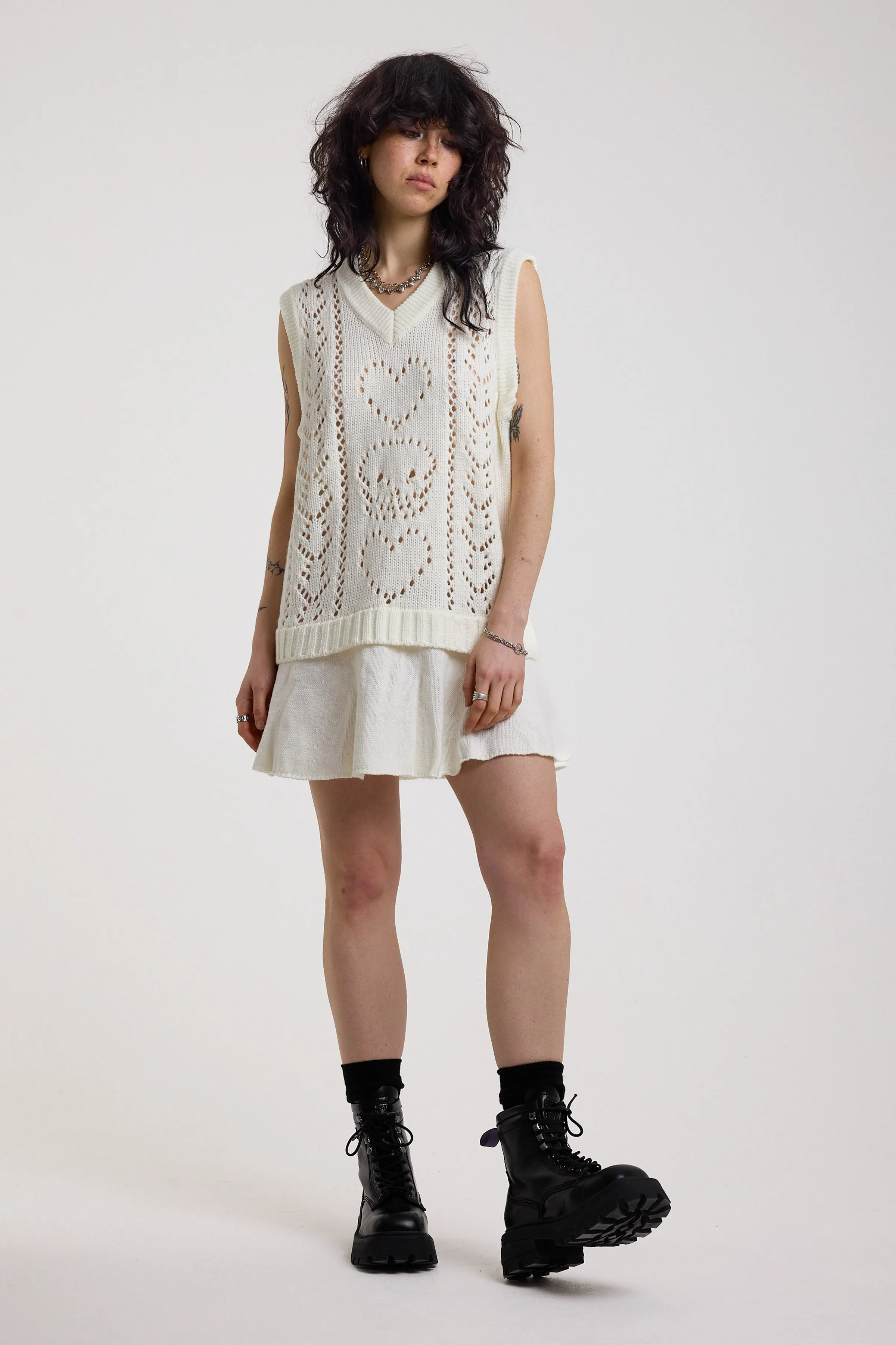 Tender Skull Pointelle Knit Mini Dress sold by The Ragged Priest product image thumbnail 2