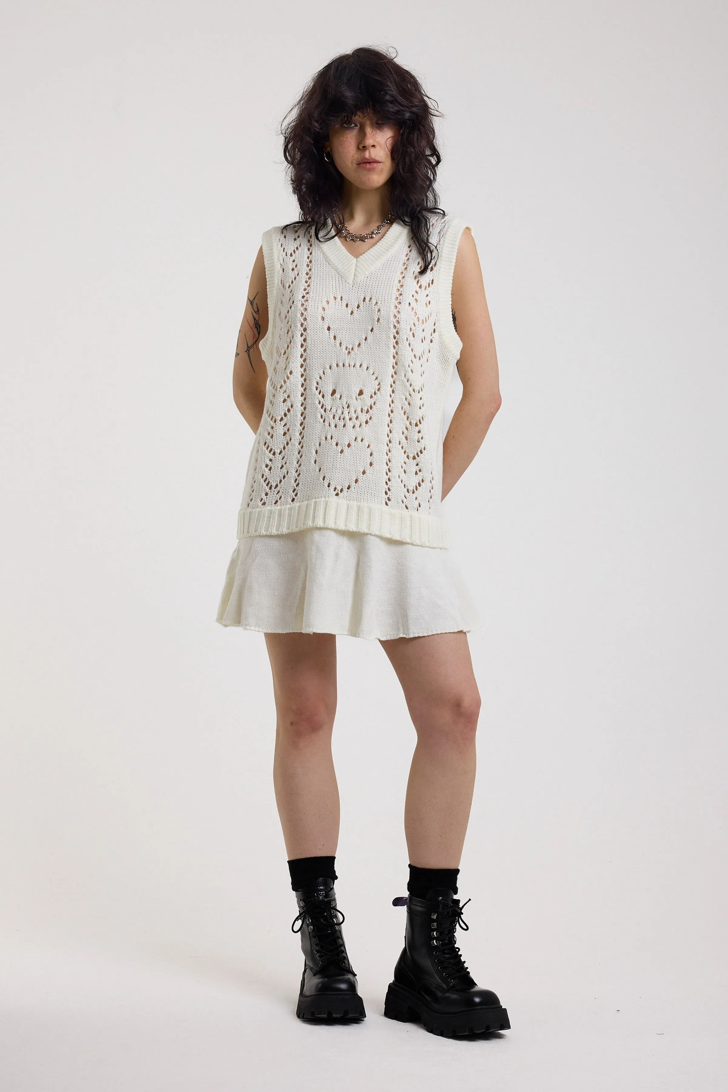 Tender Skull Pointelle Knit Mini Dress sold by The Ragged Priest product image thumbnail 4