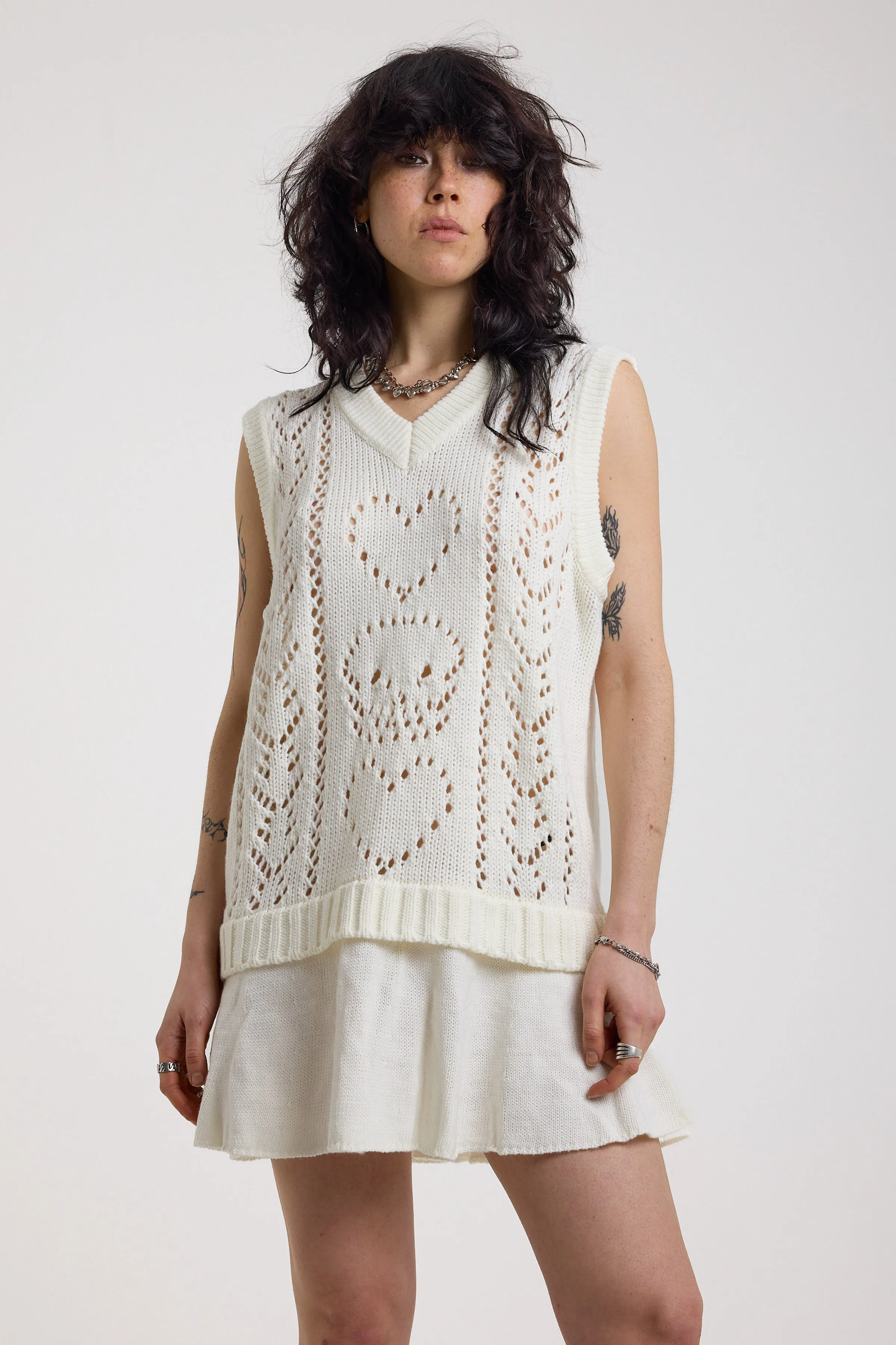 Tender Skull Pointelle Knit Mini Dress sold by The Ragged Priest