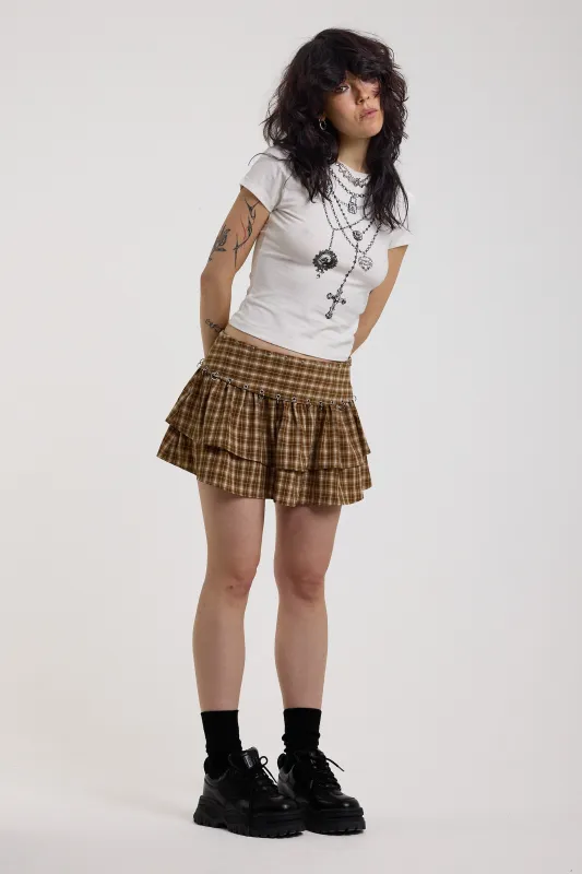 Scorch Grunge Check Ruffle Mini Skirt made by The Ragged Priest