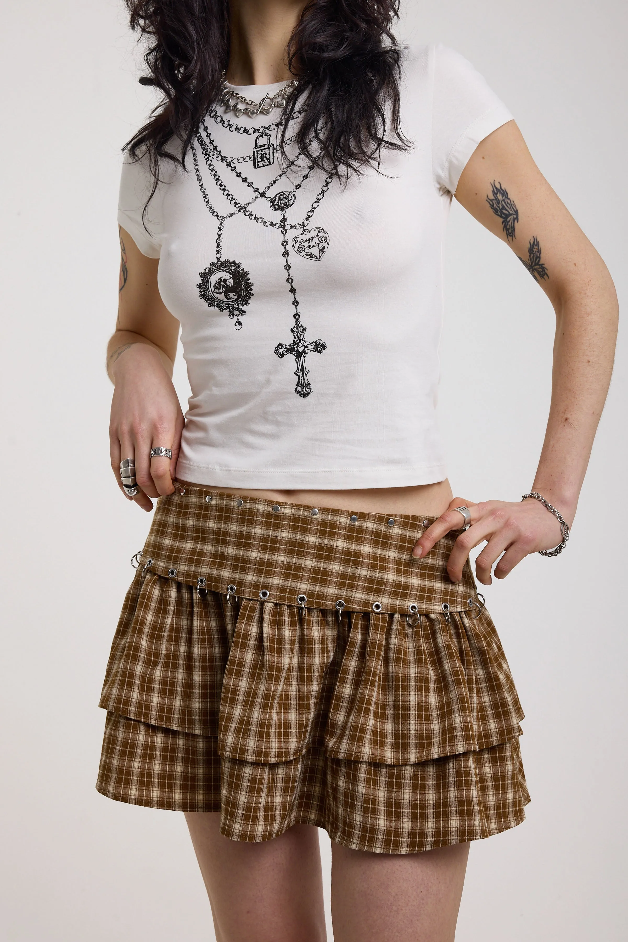 Scorch Grunge Check Ruffle Mini Skirt sold by The Ragged Priest product image thumbnail 2