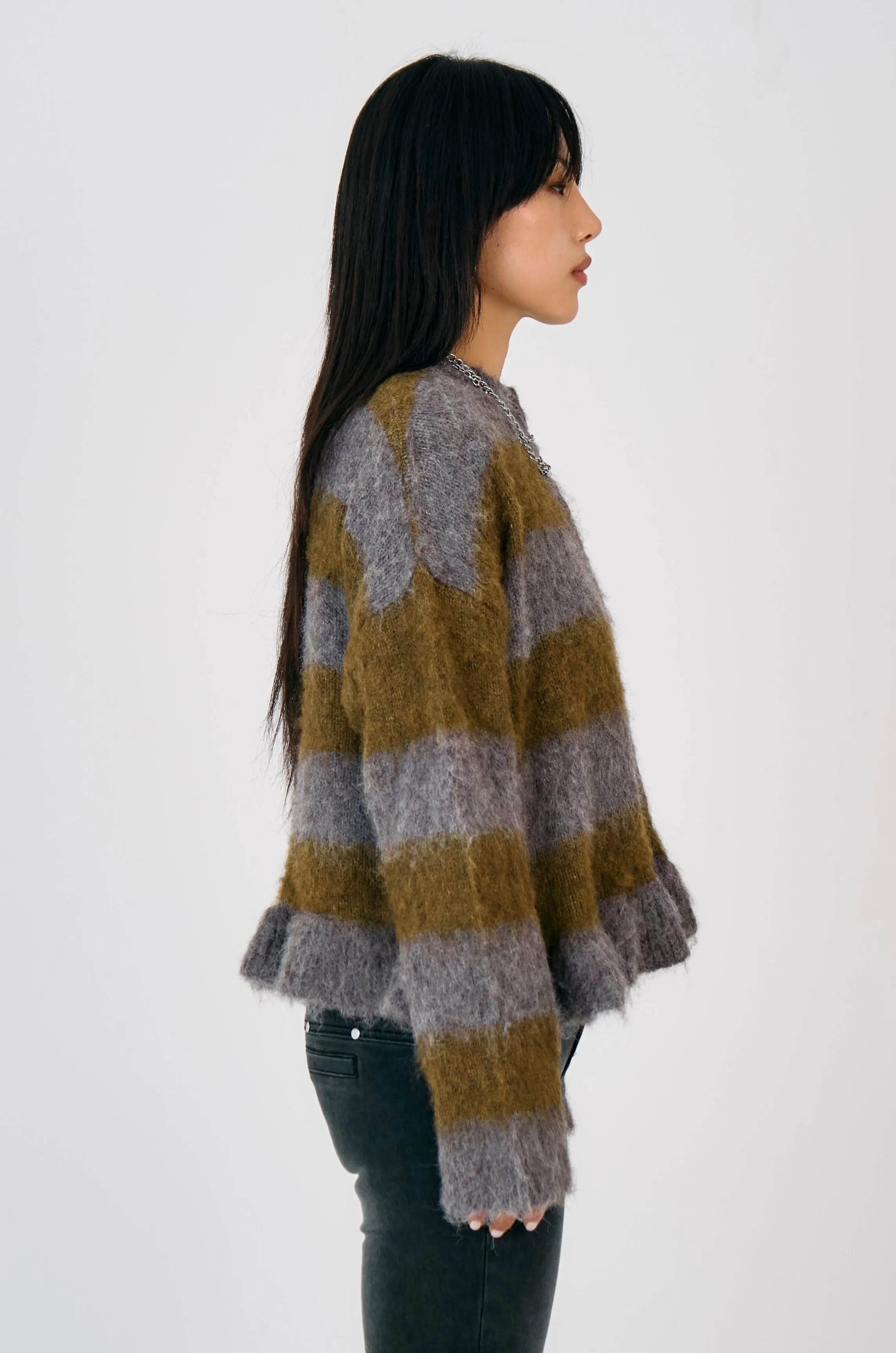Heather Grunge Stripe Knit Cardigan sold by The Ragged Priest product image thumbnail 4