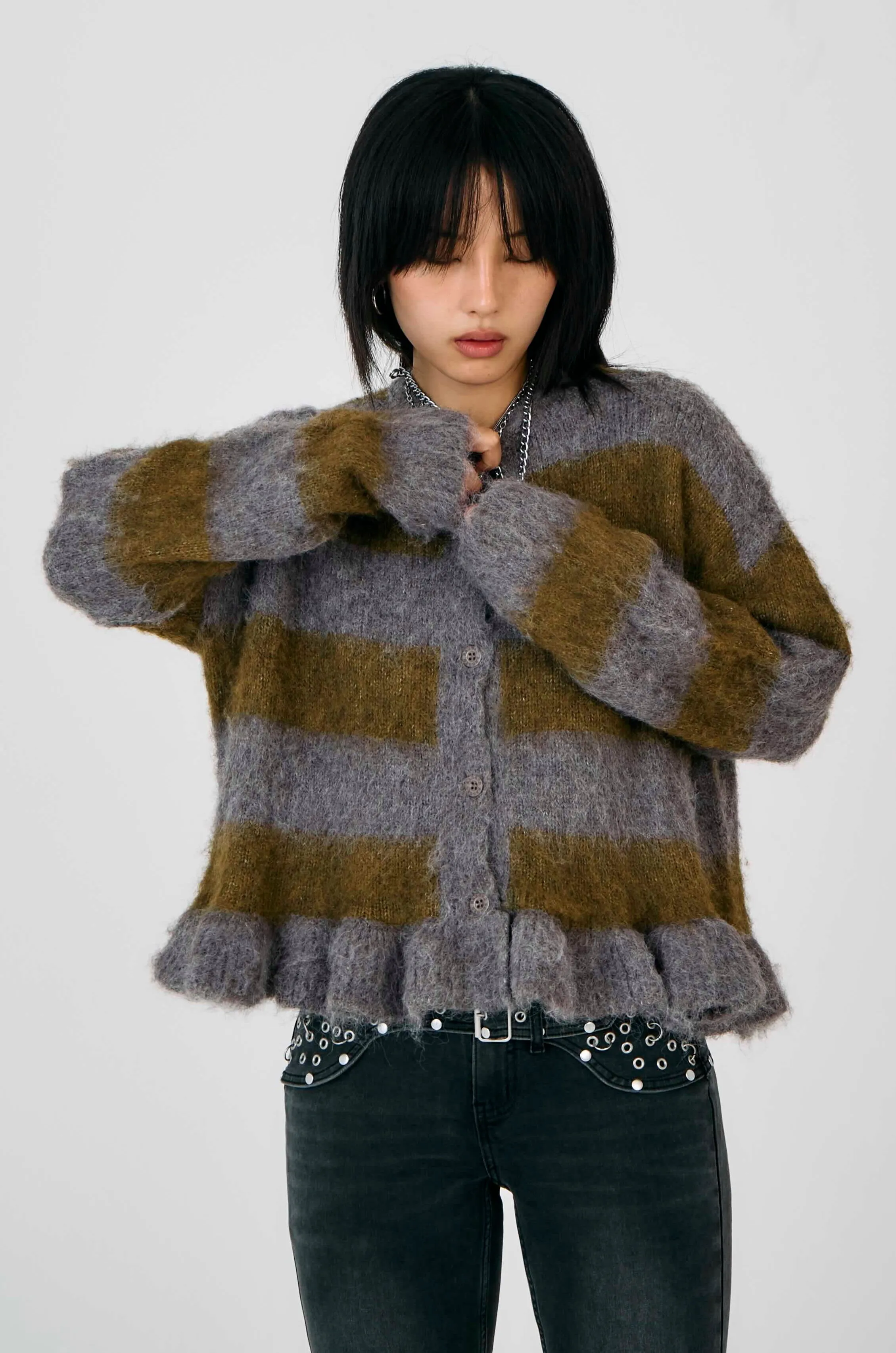 Heather Grunge Stripe Knit Cardigan sold by The Ragged Priest product image thumbnail 2