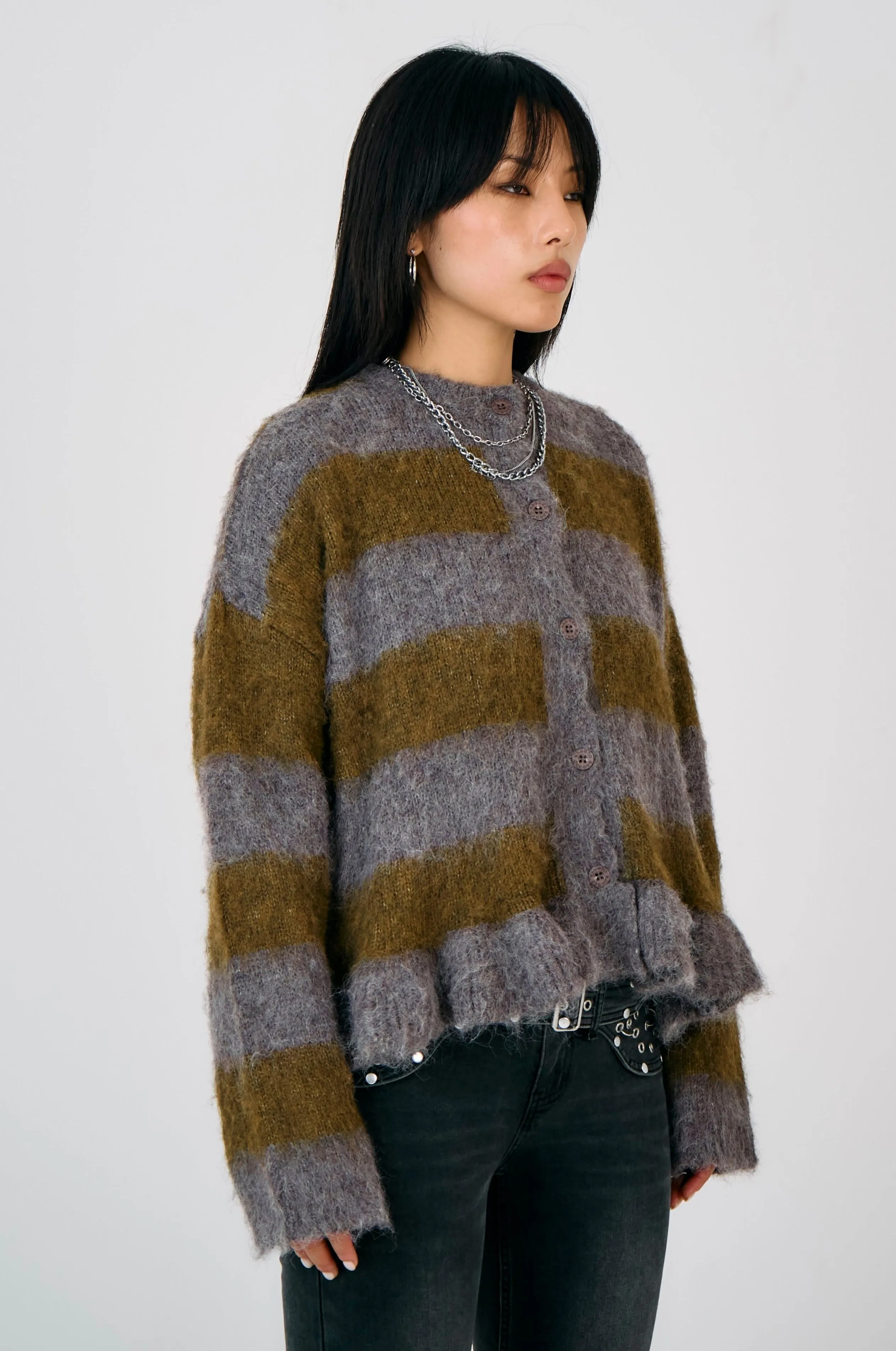 Heather Grunge Stripe Knit Cardigan sold by The Ragged Priest product image thumbnail 3