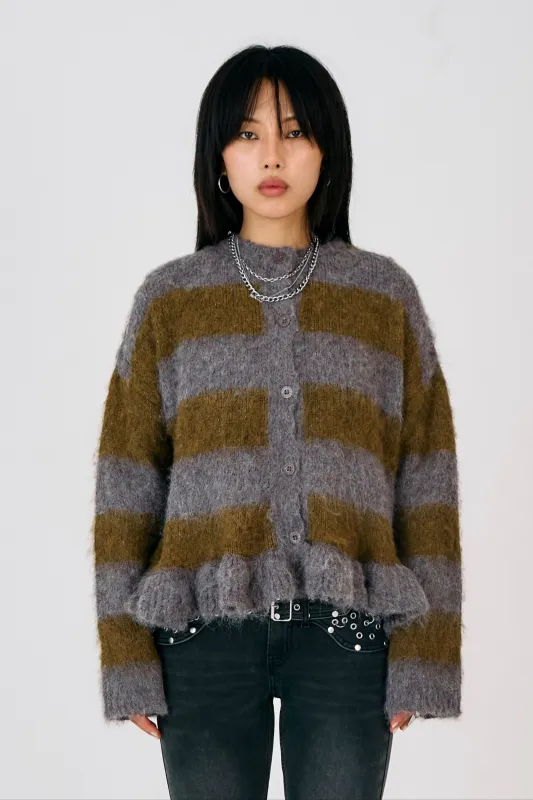 Heather Grunge Stripe Knit Cardigan made by The Ragged Priest