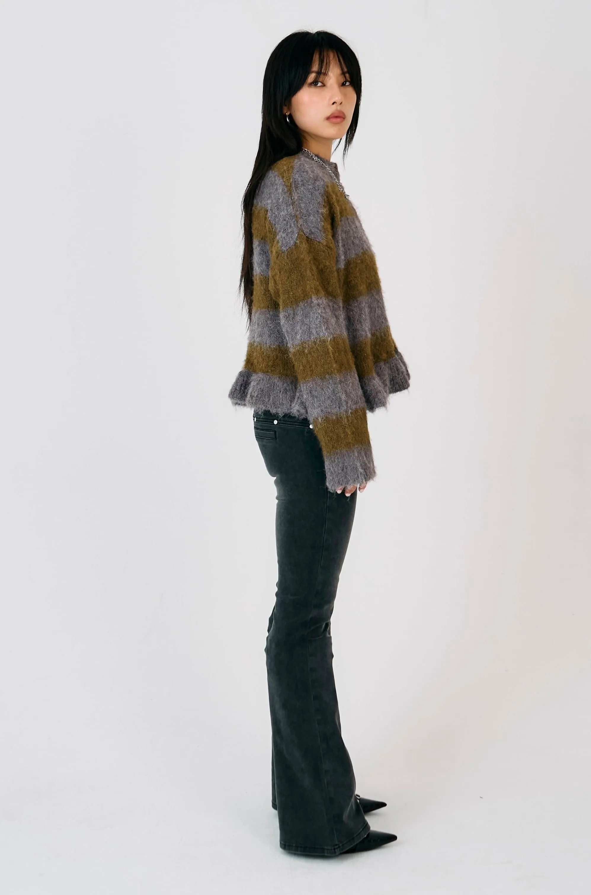 Heather Grunge Stripe Knit Cardigan sold by The Ragged Priest product image thumbnail 5
