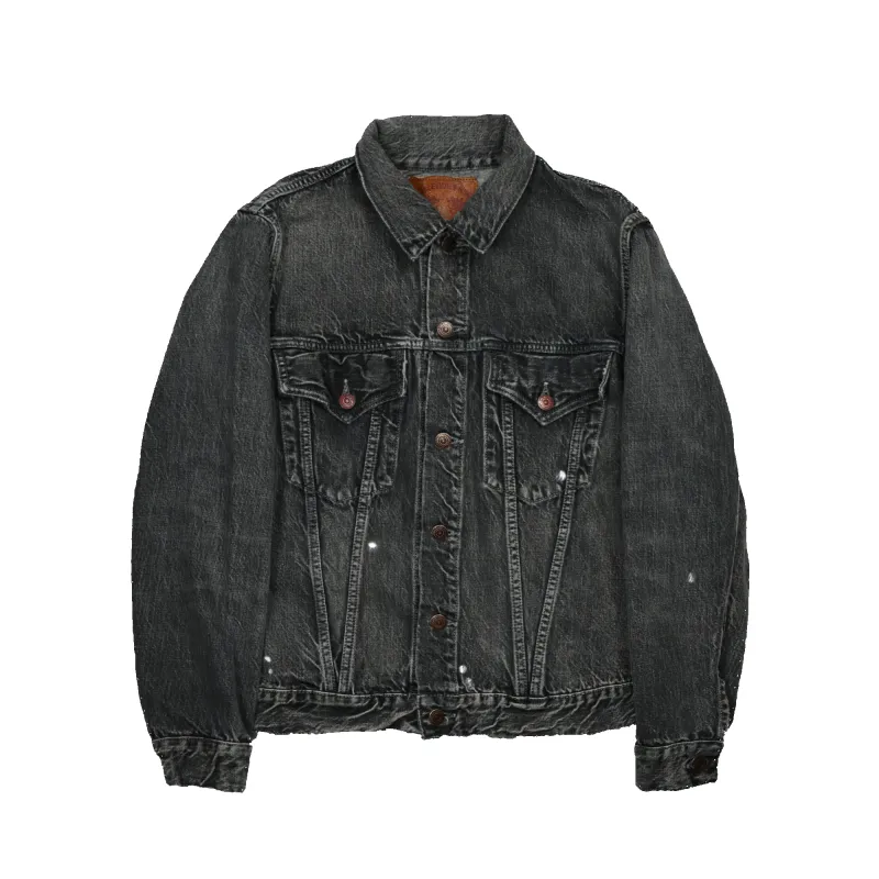 [2025SS] 2101BKHW-SP - Type 3 Black Denim Jacket Dartford Splatter - sold by Full Count
