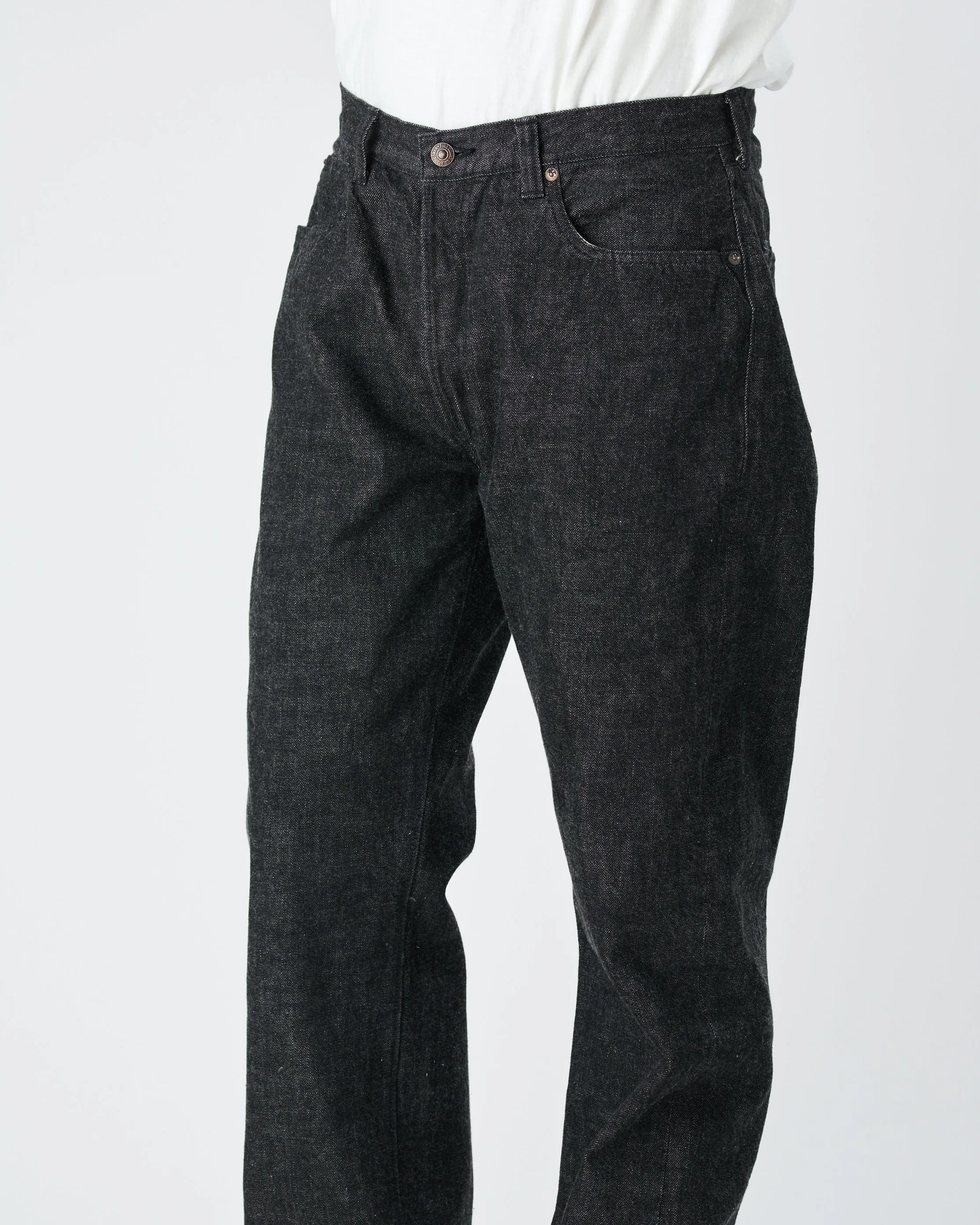 0105BK - Wide Black Denim - sold by Full Count product image thumbnail 5