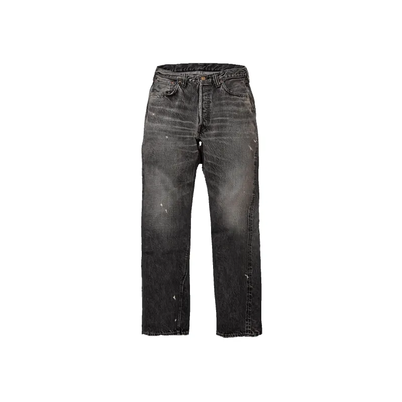 1108BKHW-SP - Slim Straight Black Denim Dartford Splatter - sold by Full Count