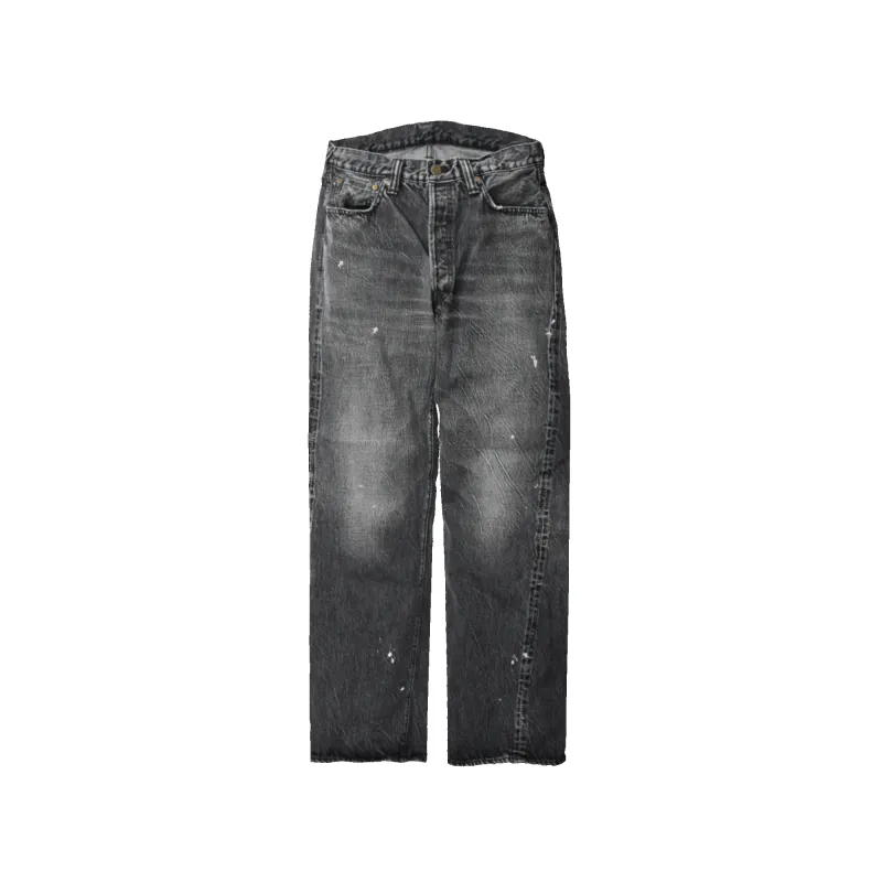 1101BKHW-SP - Straight Black Denim Dartford Splatter - made by Full Count