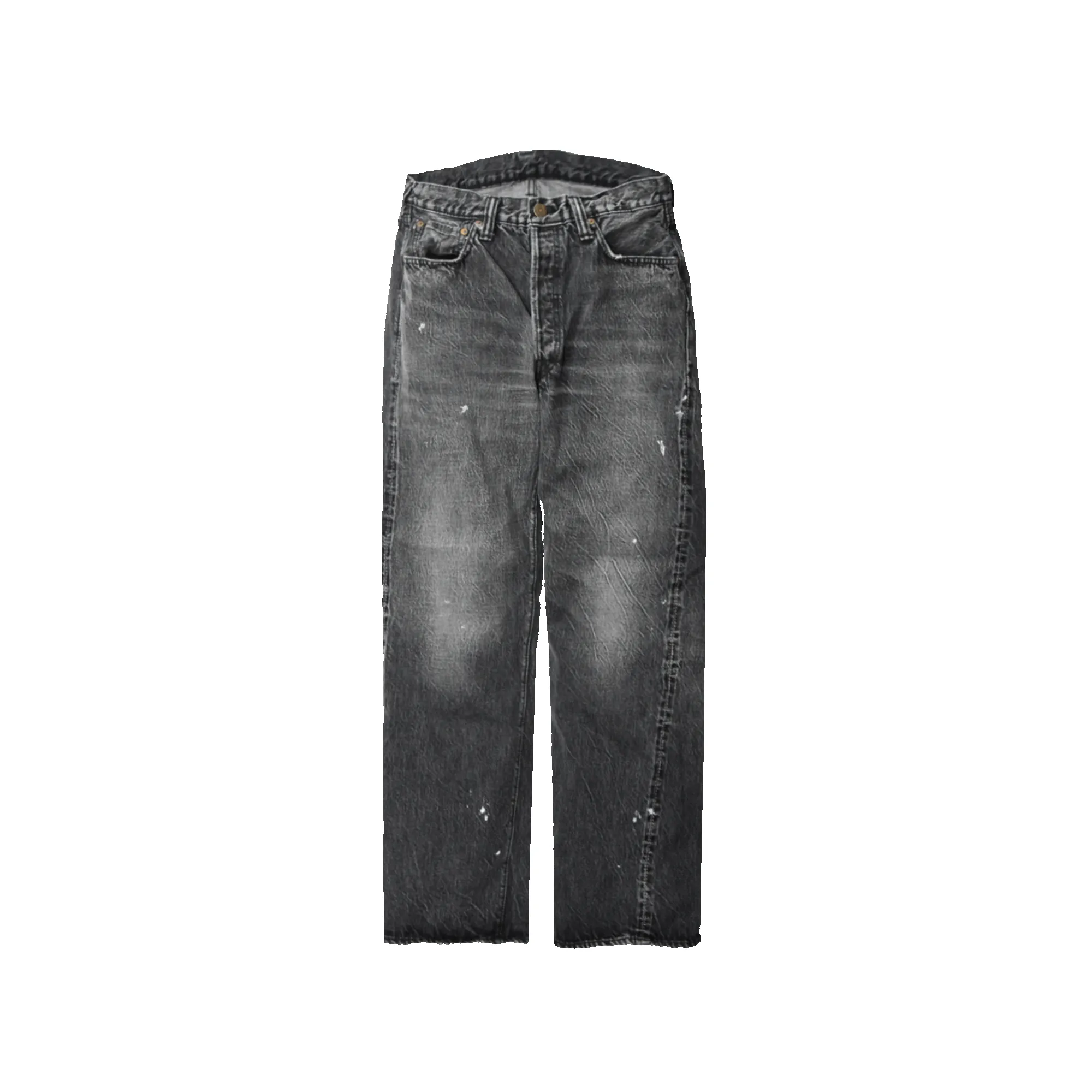 1101BKHW-SP - Straight Black Denim Dartford Splatter - sold by Full Count