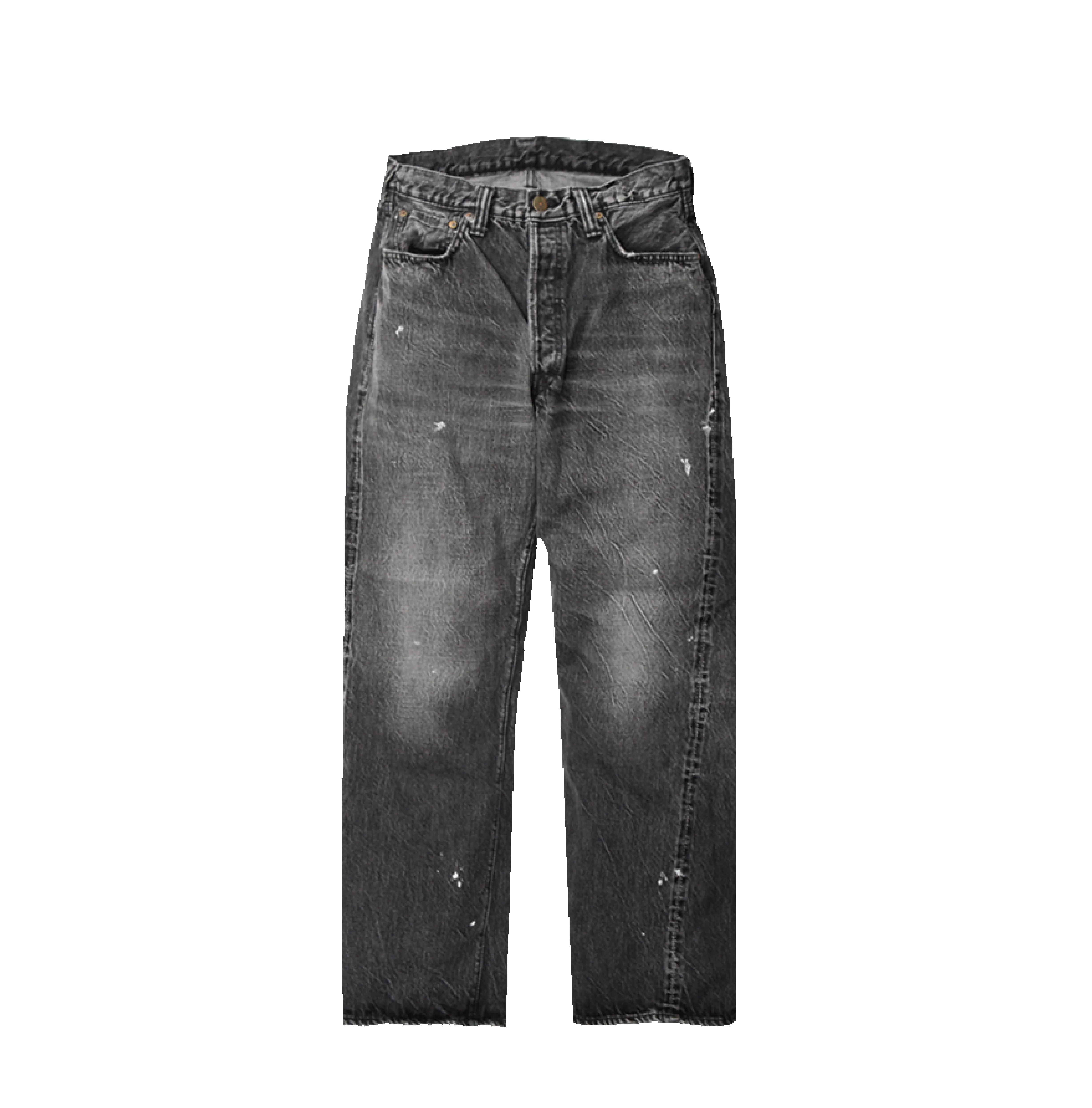 0105BKHW-SP - Wide Black Denim Dartford Splatter - sold by Full Count