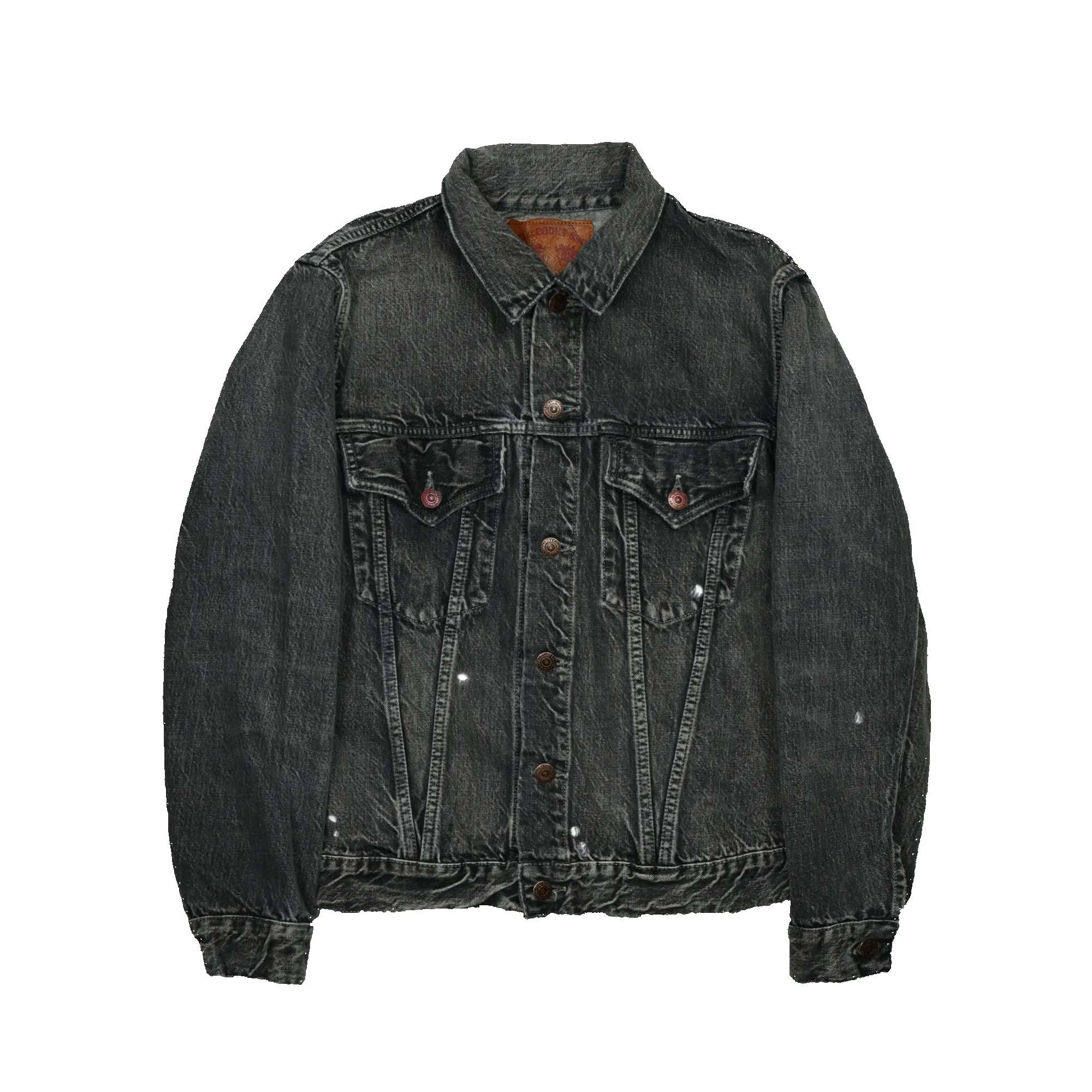 2101BKHW-SP - Type 3 Black Denim Jacket Dartford Splatter - sold by Full Count