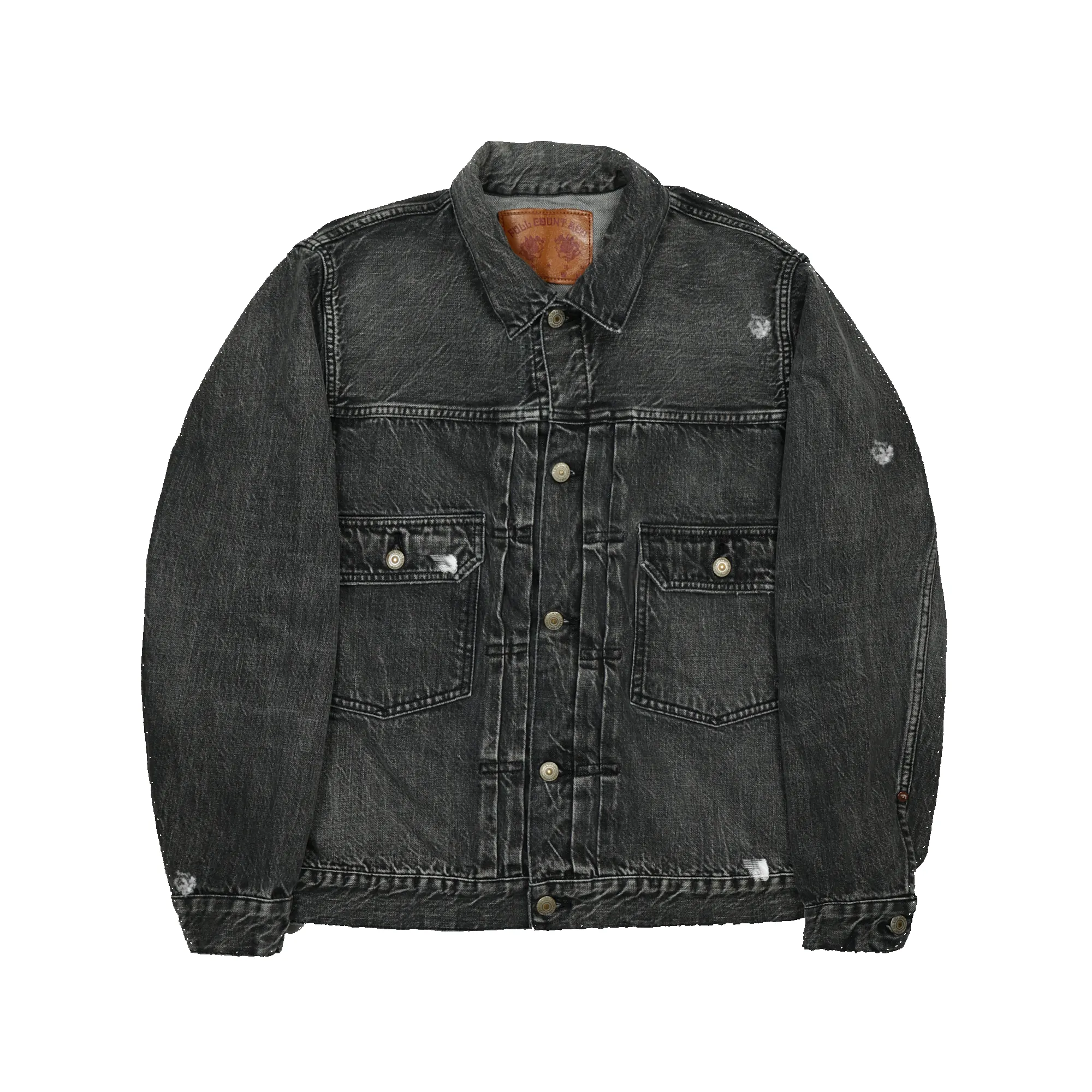 2102BKHW-SP - Type 2 Black Denim Jacket Dartford Splatter - sold by Full Count