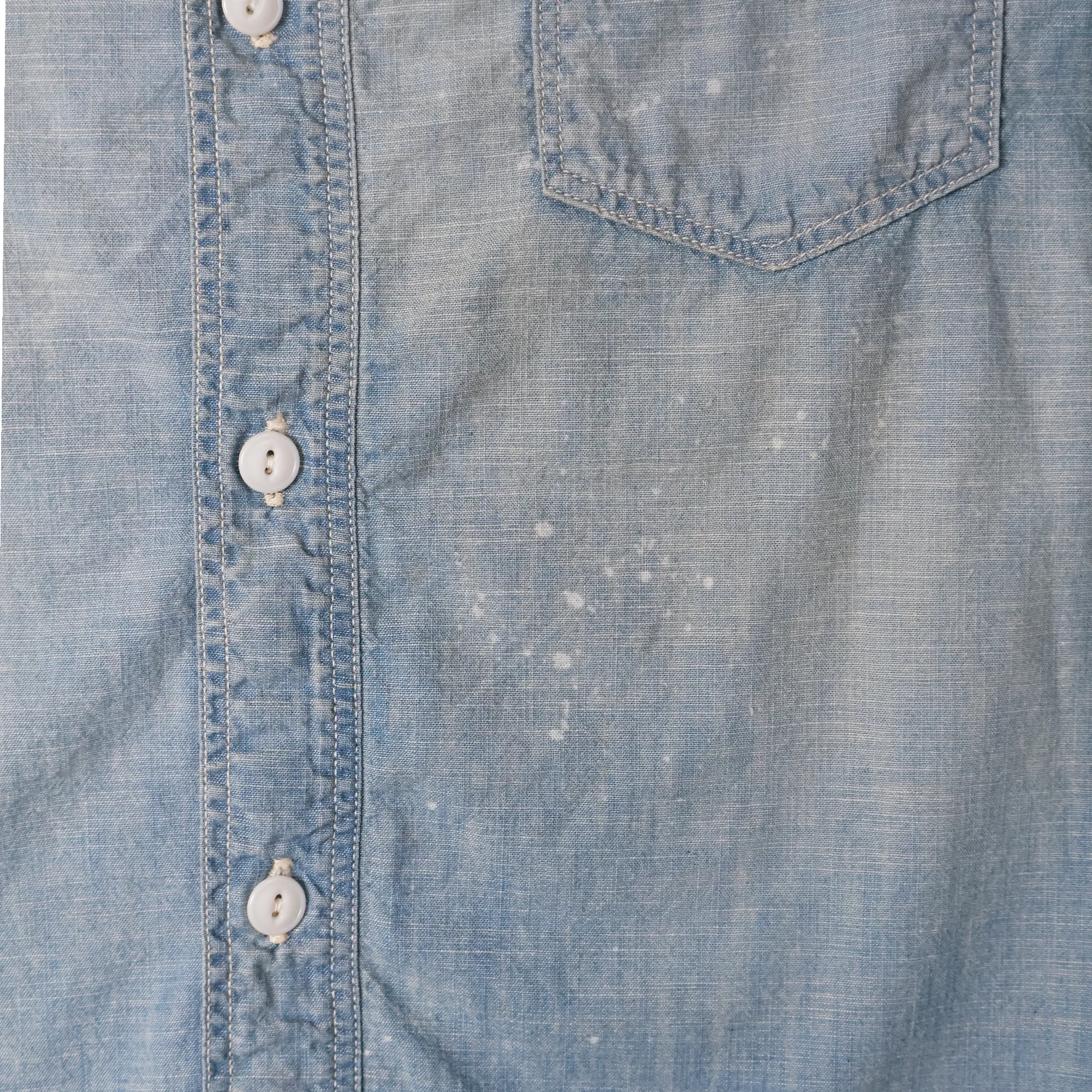 4091HW - 20s Short Chambray Shirt “Aging” - sold by Full Count product image thumbnail 5